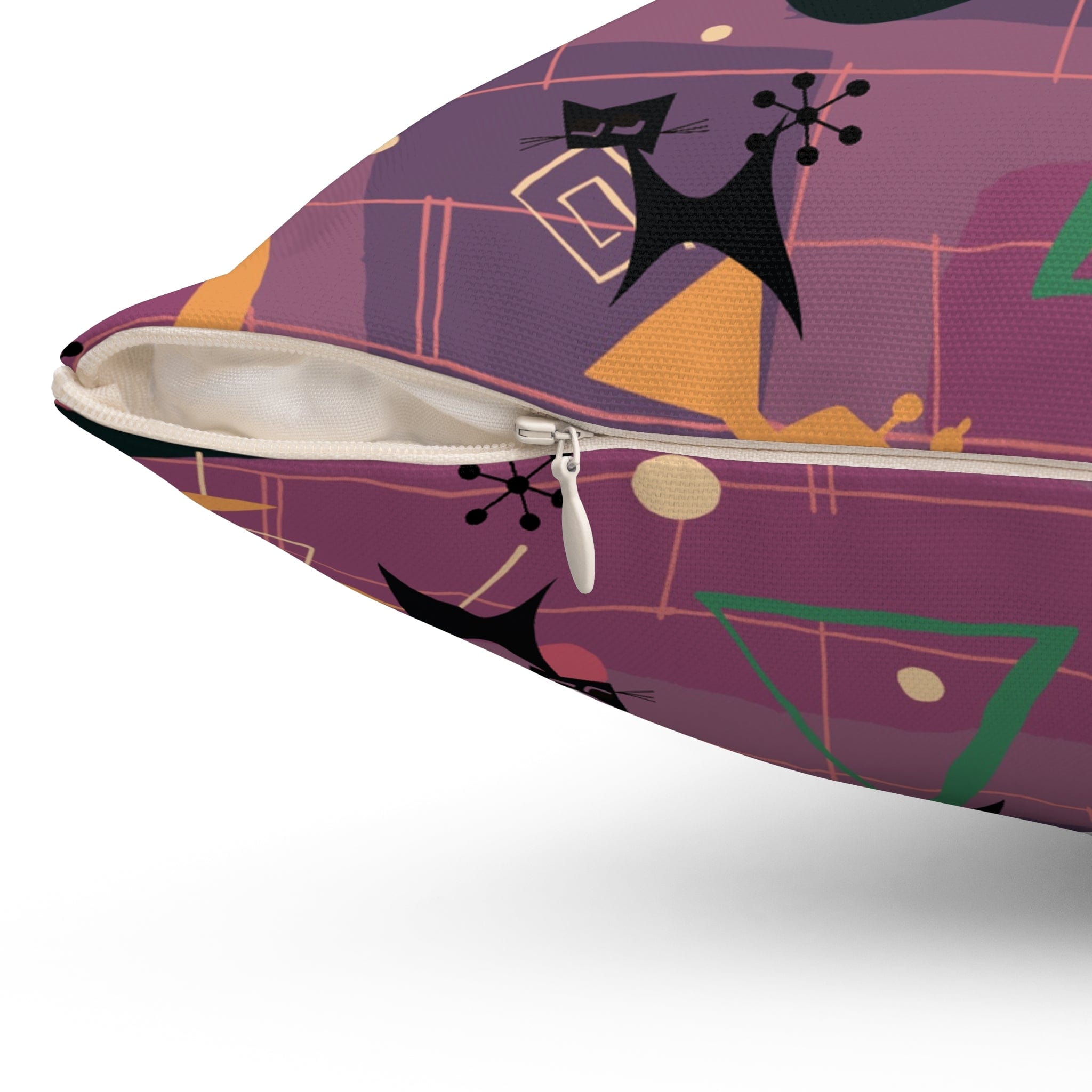 Mid Century Modern Atomic Cats, Jazzy Snazzy Mod Retro Pillow And Insert Home Decor