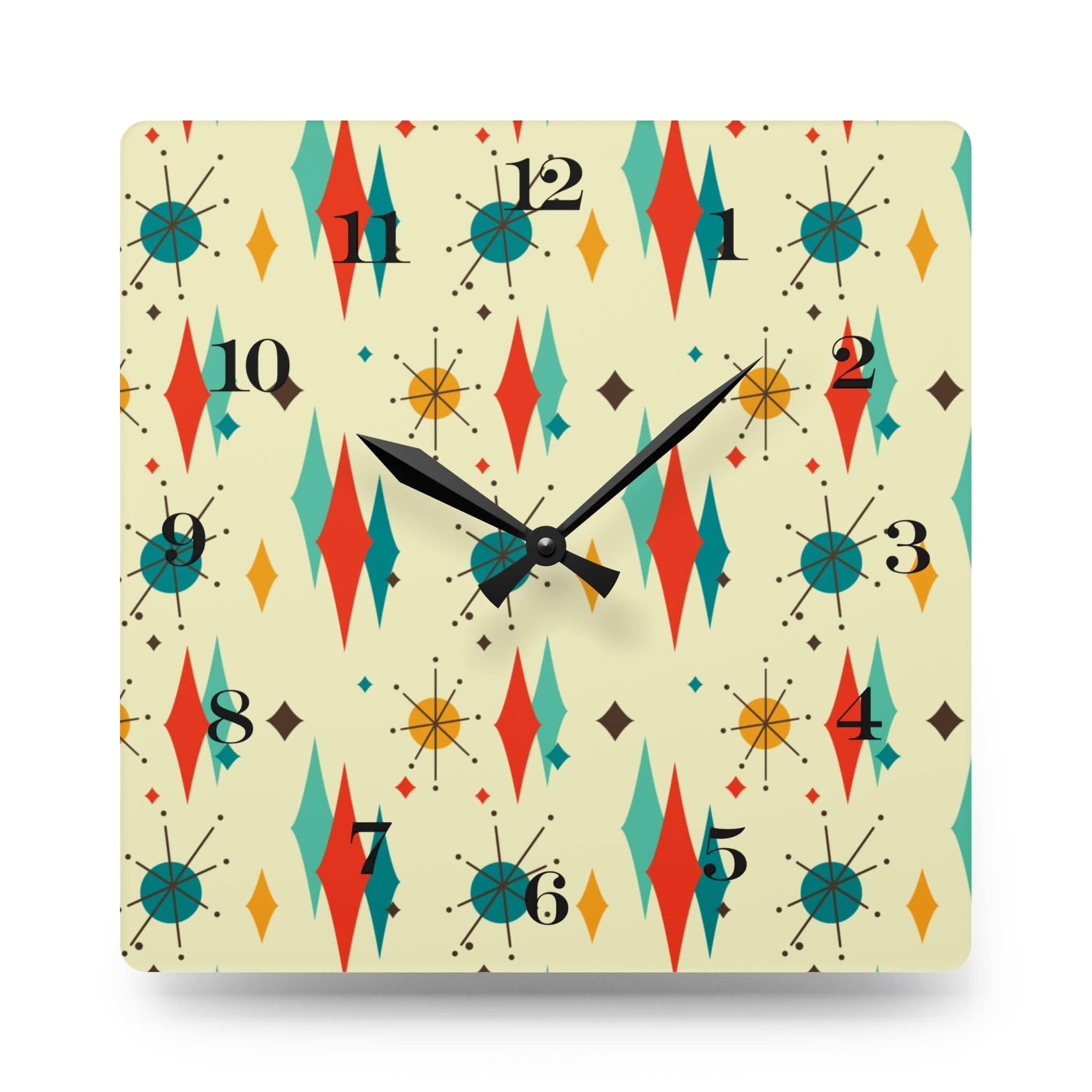 Mid Century Modern Atomic Fransican Starburst Retro MCM Acrylic Wall Clock Home Decor