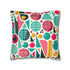 Mid Century Modern Atomic Pink, Geometric, Aqua Blue, Yellow, Mod Retro Groovy Spun Polyester Square Pillow Case Home Decor