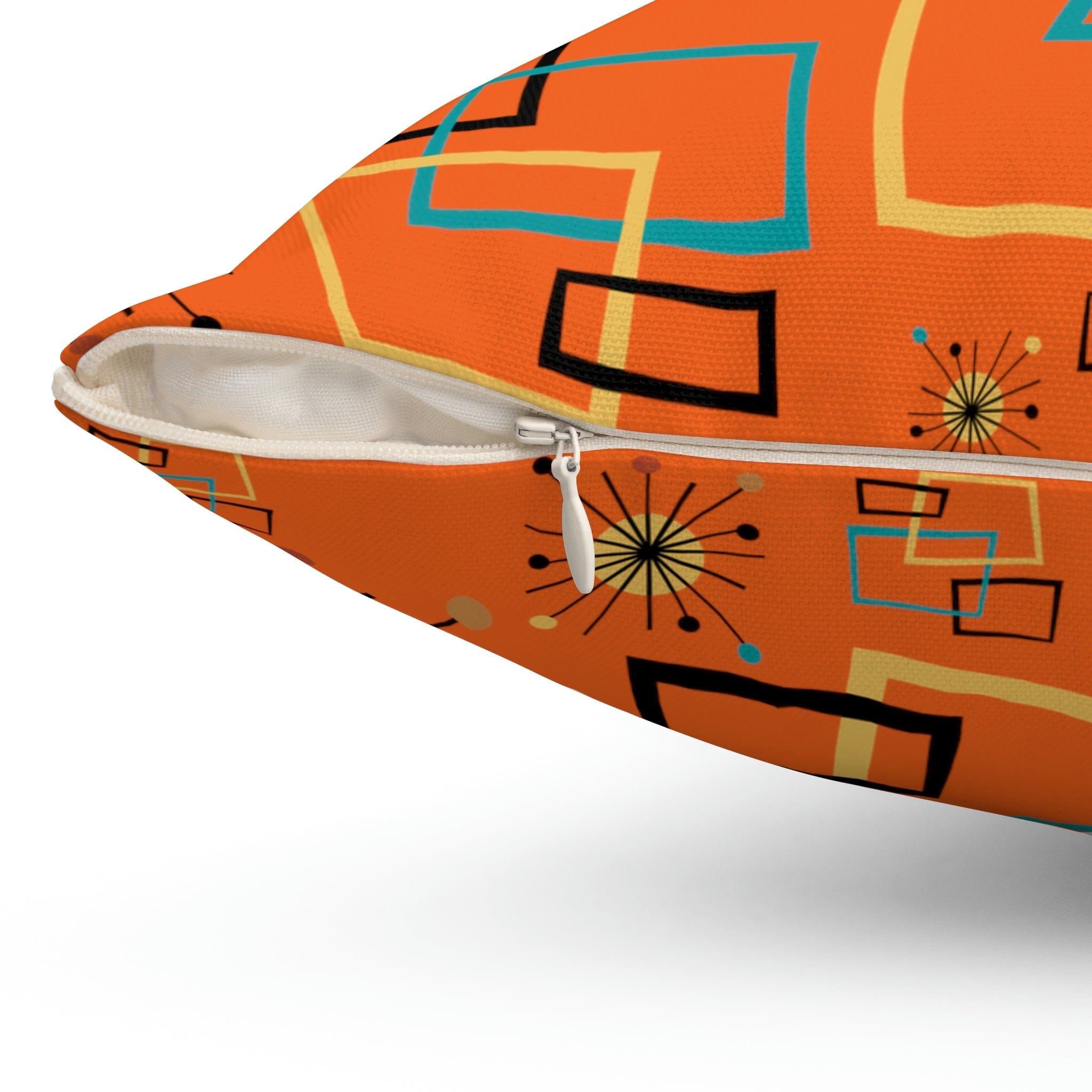 Mid Century Modern Atomic Starburst, Orange, Geometric, Retro Pillow Case And Insert Home Decor