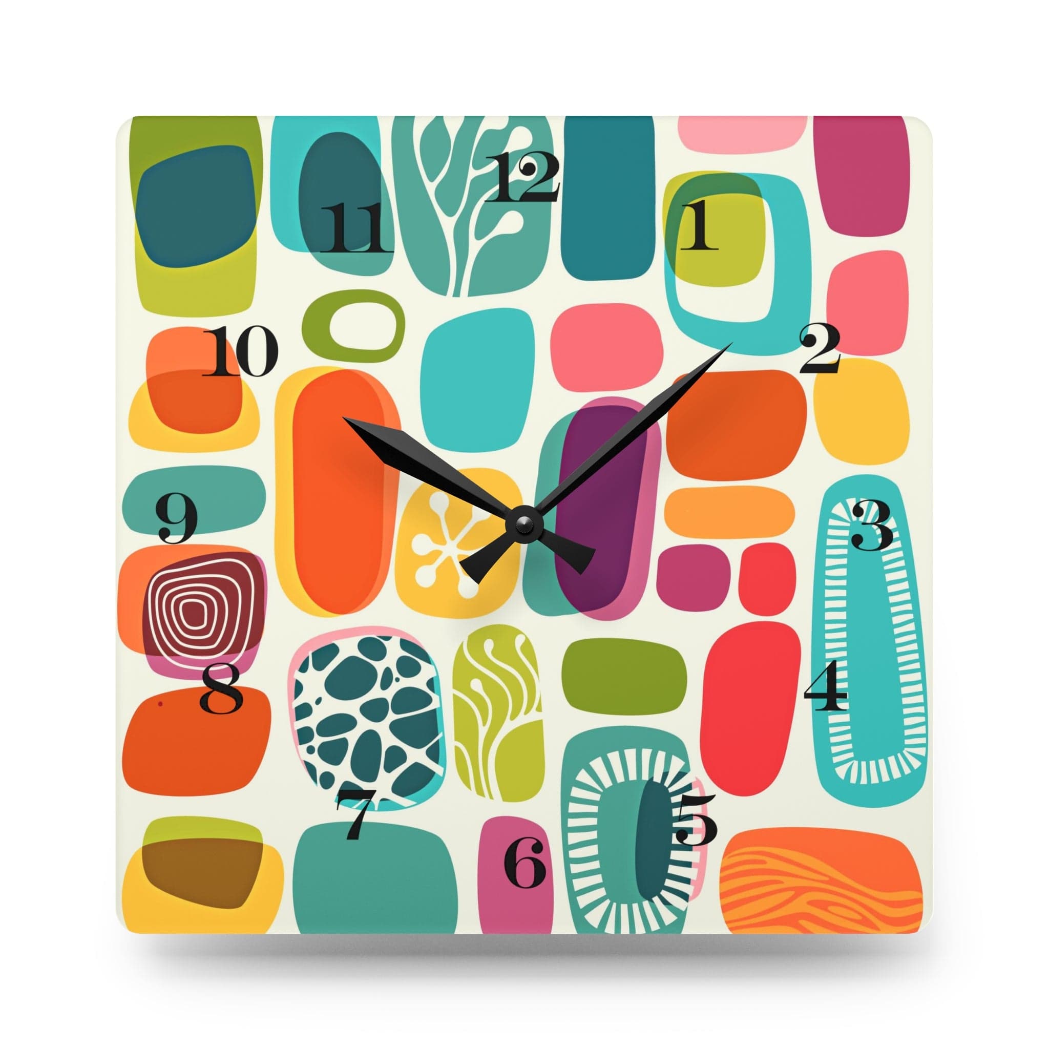 Mid Century Modern Boho Amoeba Geometric Retro Acrylic Wall Clock Home Decor
