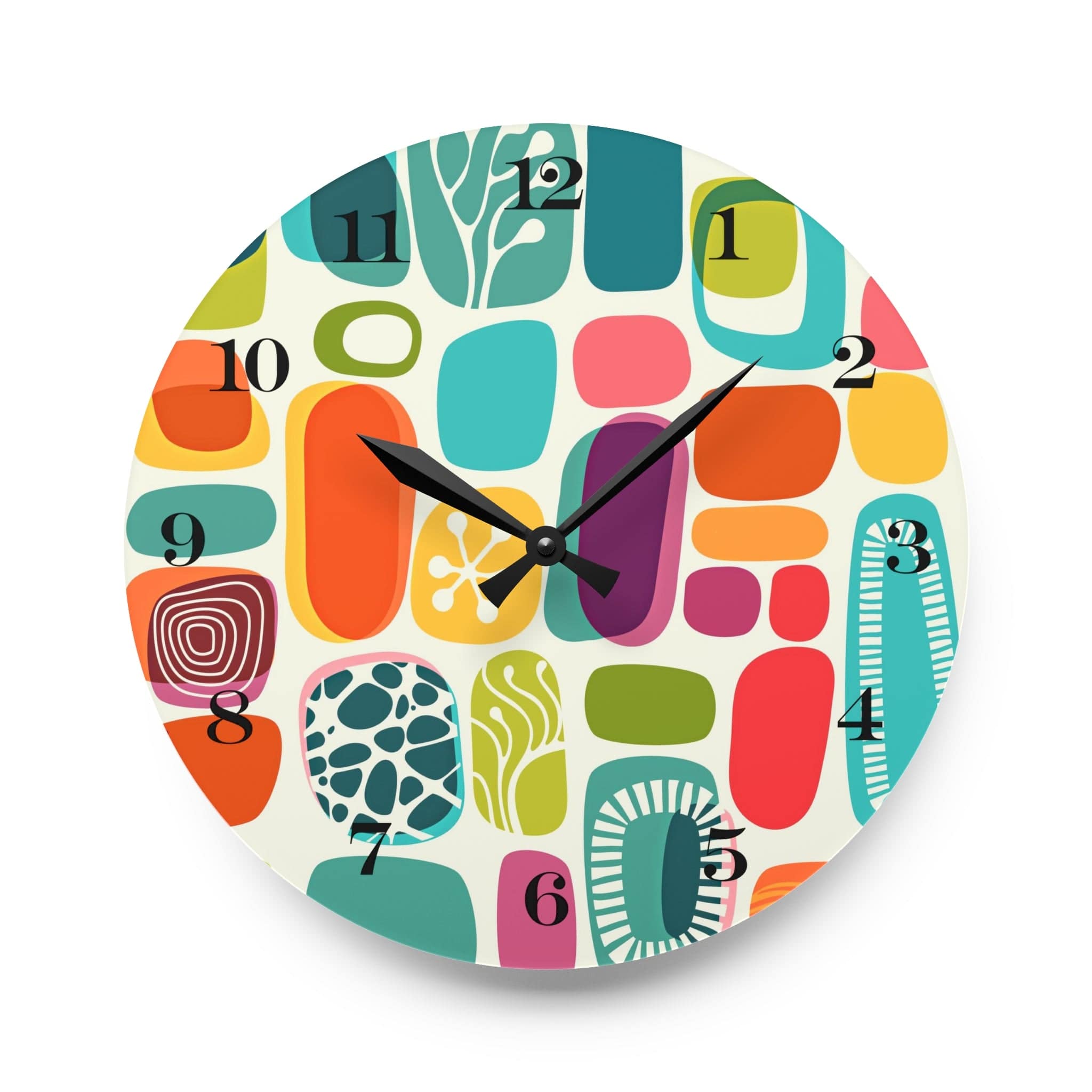 Mid Century Modern Boho Amoeba Geometric Retro Acrylic Wall Clock Home Decor