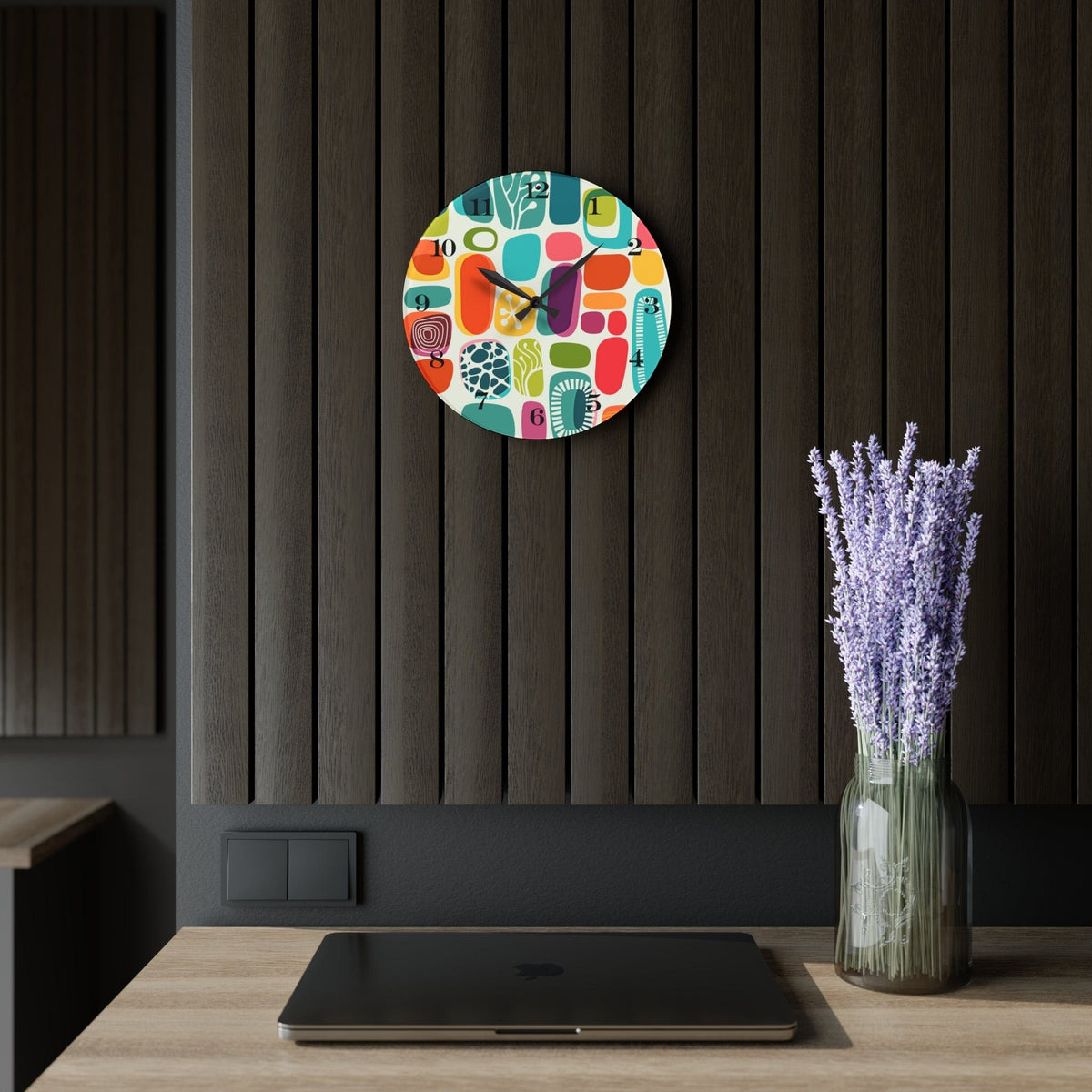 Mid Century Modern Boho Amoeba Geometric Retro Acrylic Wall Clock Home Decor