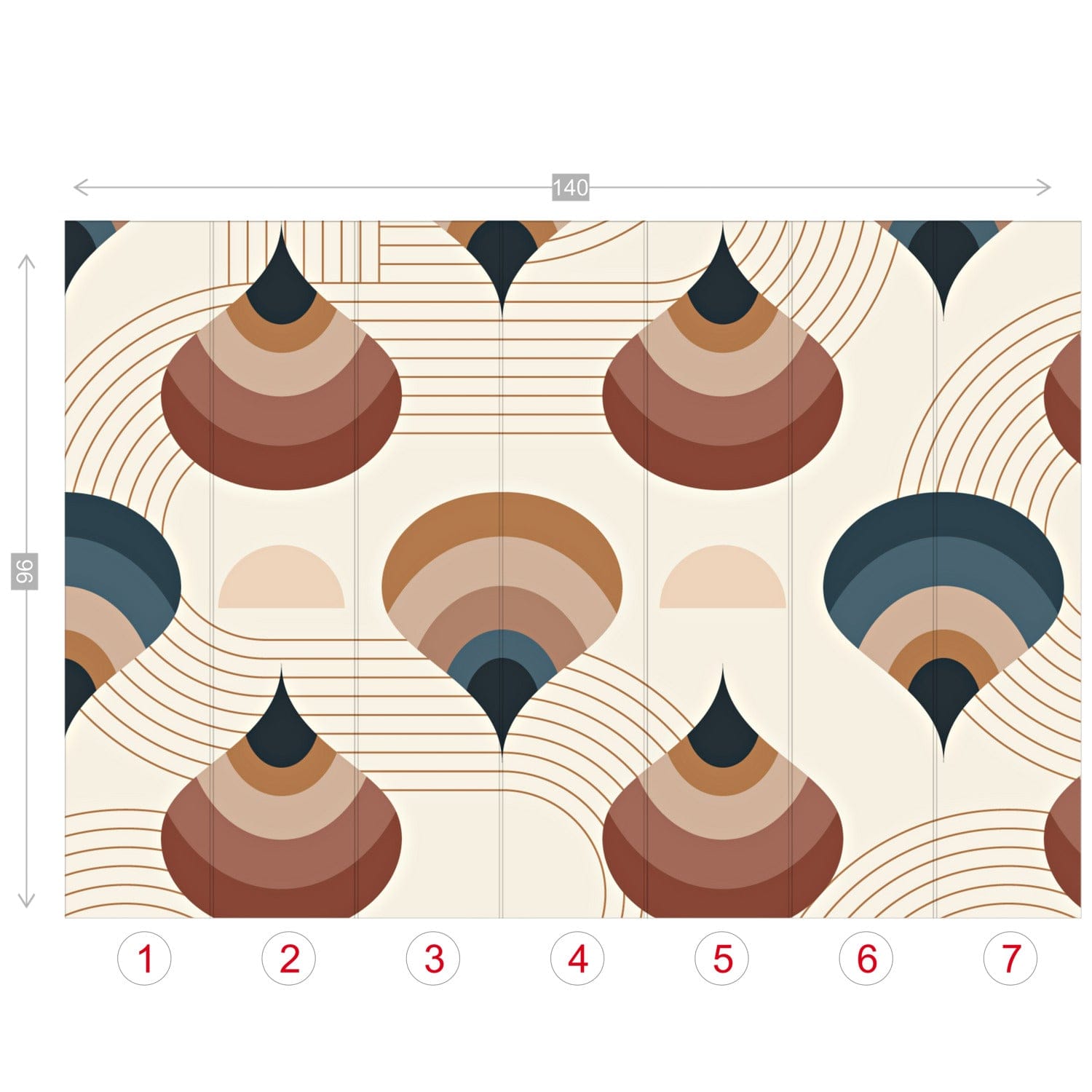 Mid Century Modern, Boho Vibes, Beige Groovy, Eartones, Peel And Stick Wall Murals Wallpaper