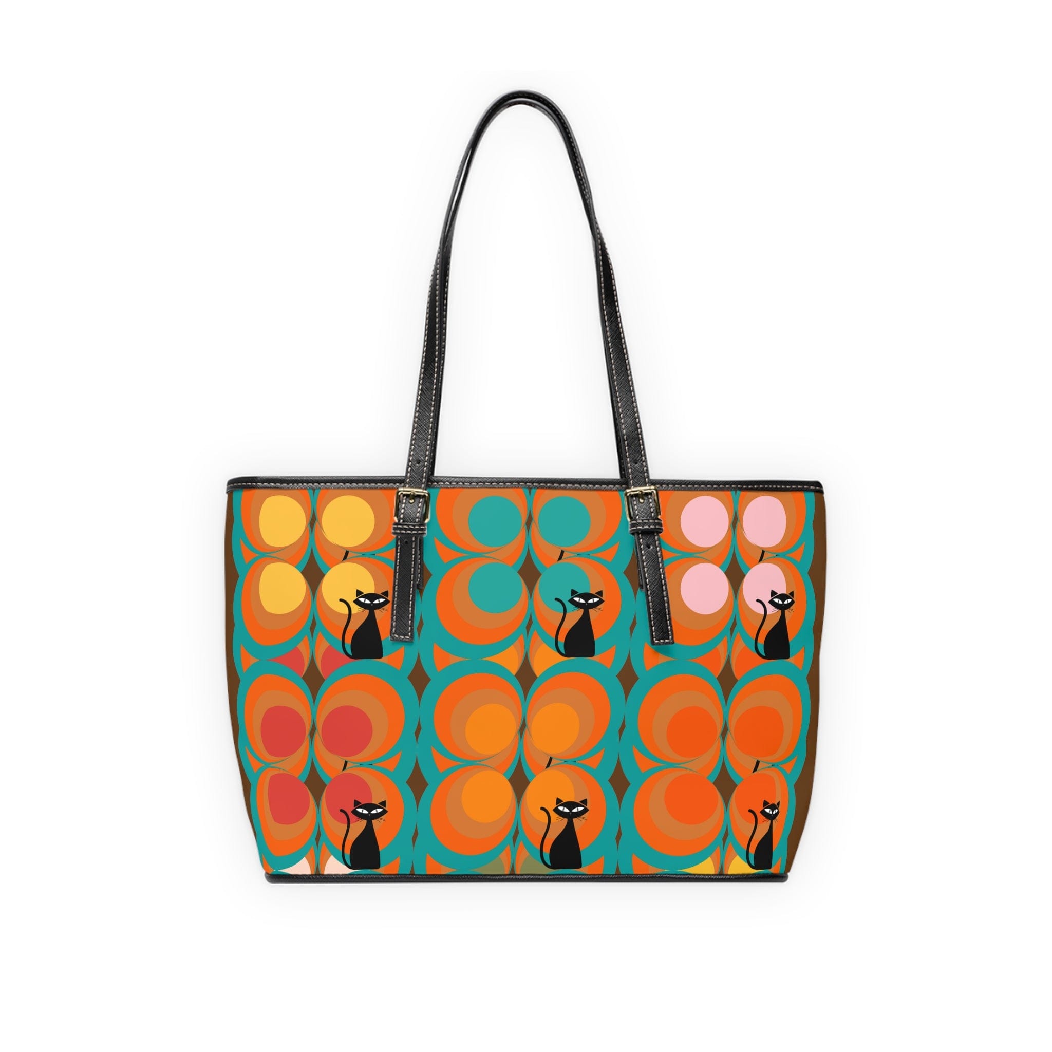 Mid Century Modern, Brown, Groovy Peacock Eye, Atomic Kitties, Fun Shoulder Bag Bags