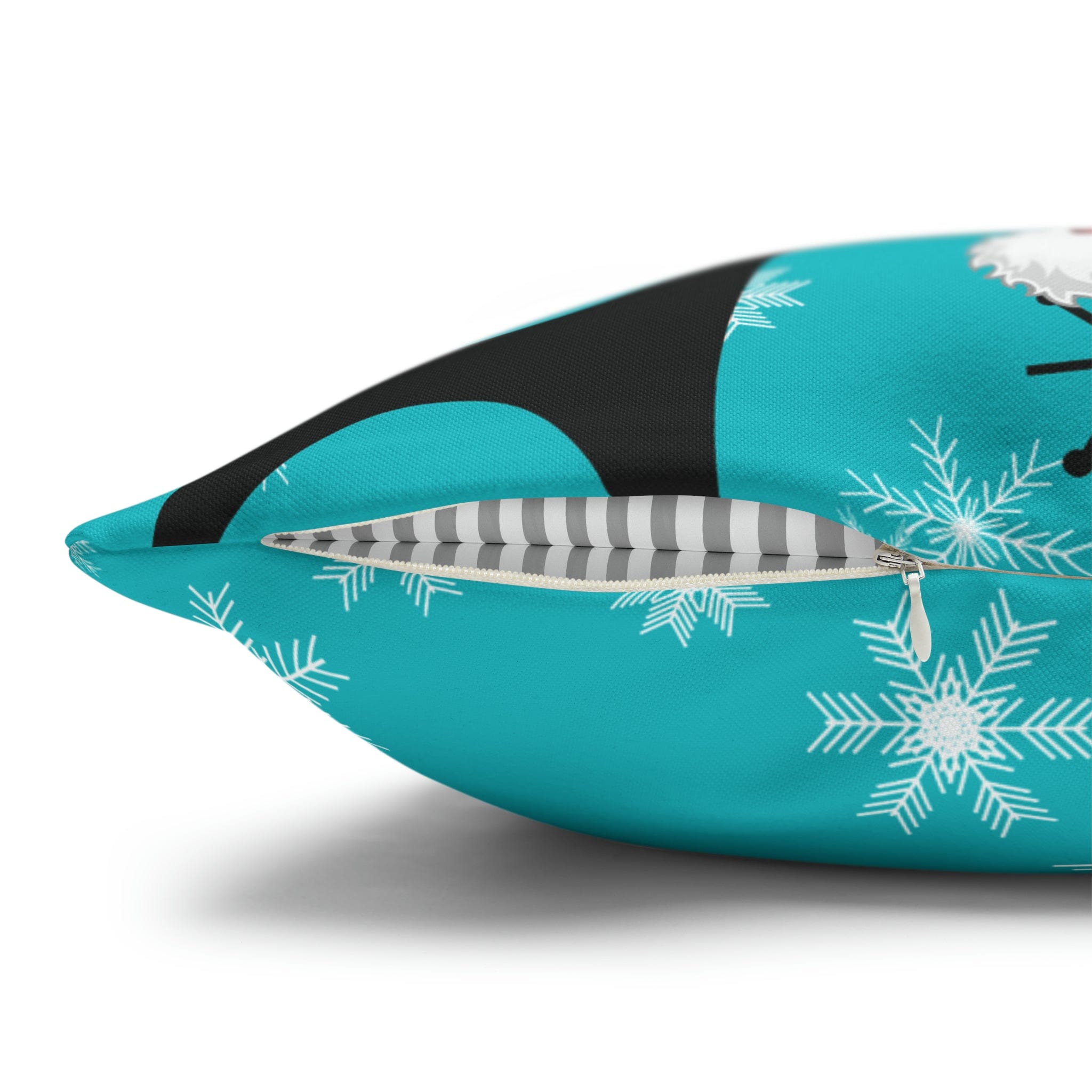 Mid Century Modern Chrismas Pillow Cover, Atomic Kitschy Cat, Snowflakes Pillow Cover, Aqua Blue Holiday MCM Pillow Case Cusion Covers Home Decor