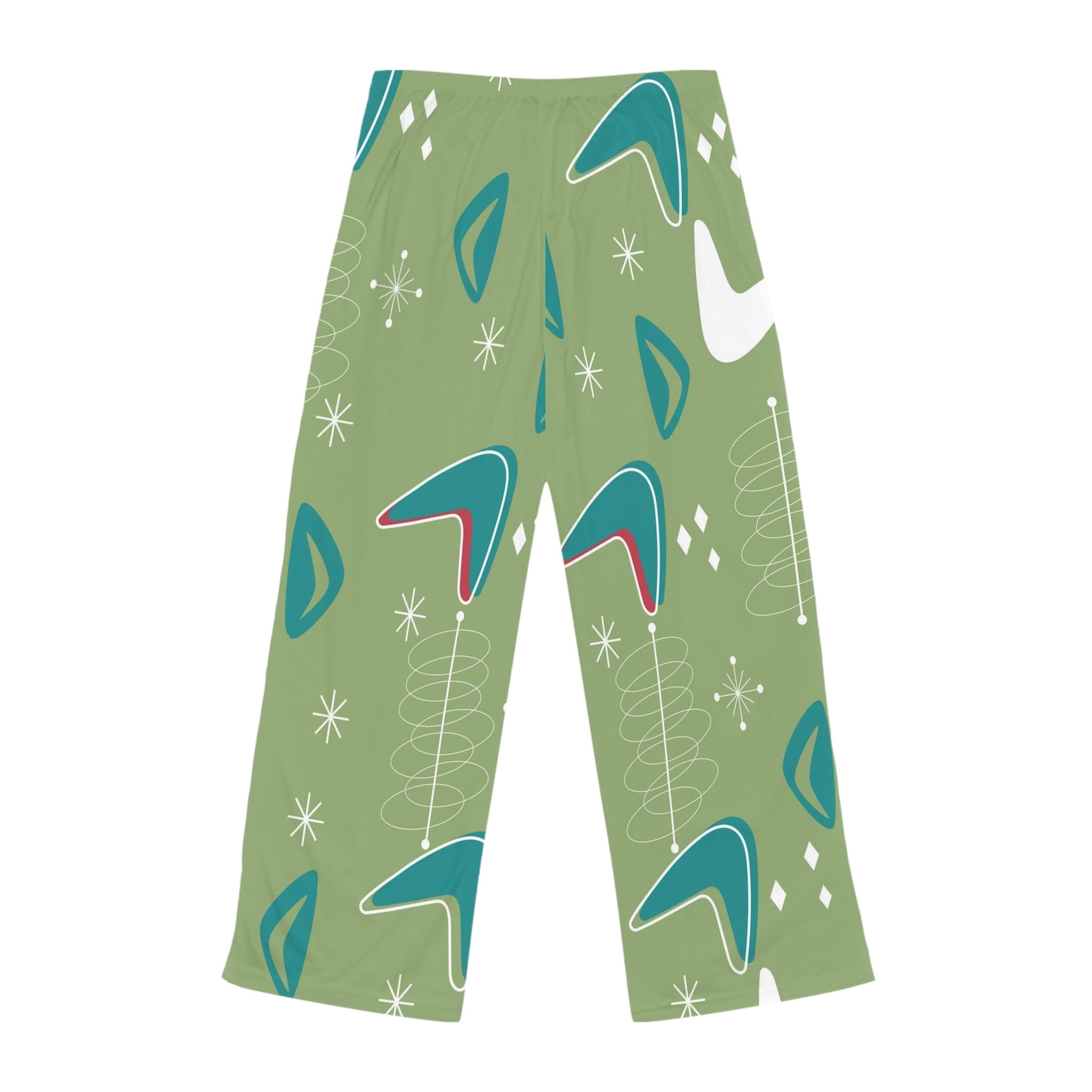 Mid Century Modern Christmas Pajama Loung Pants, Atomic Green, Boomerand Retro Cozy Women&