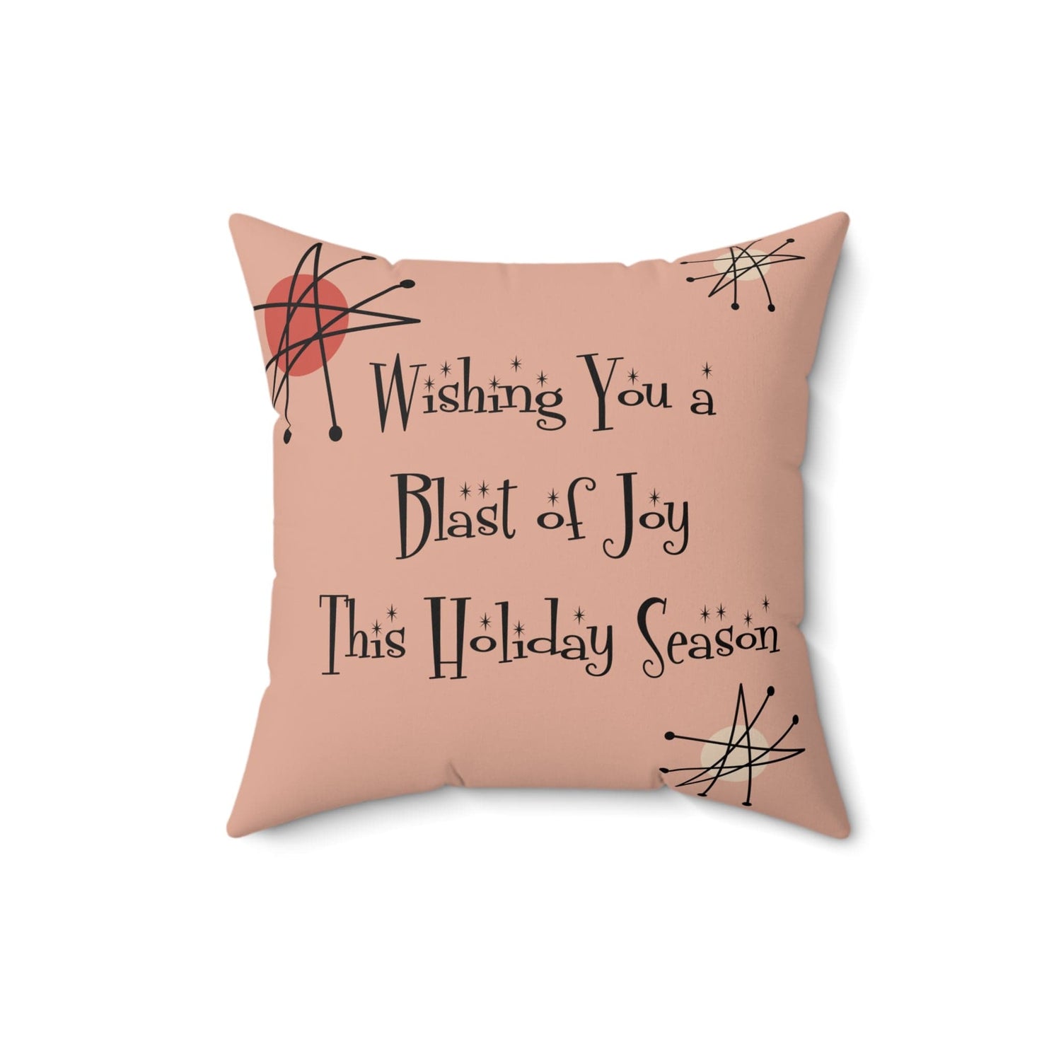 Mid Century Modern Christmas Pillow Gift, Wishing You A Blast Of Joy This Holiday Season, Atomic Cat, Kitschy Style Pillow And Insert Home Decor