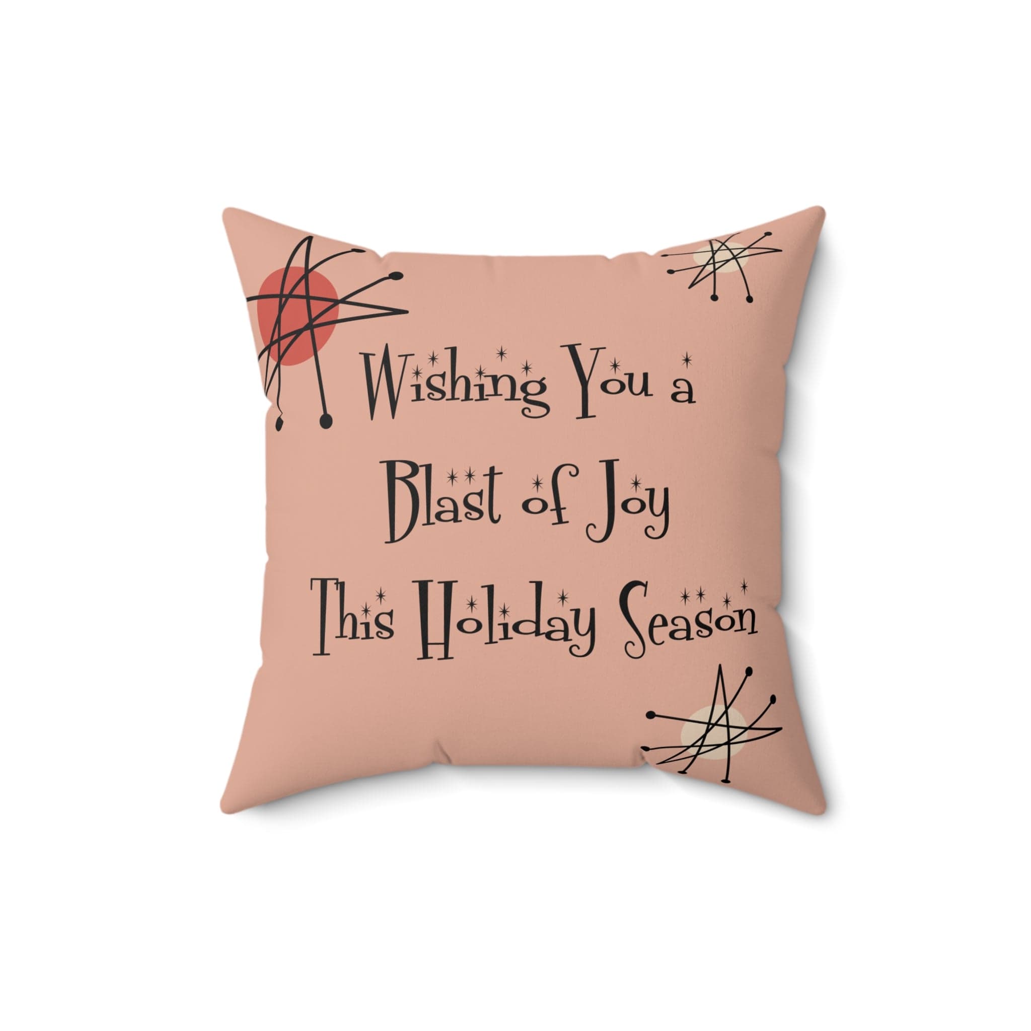 Mid Century Modern Christmas Pillow Gift, Wishing You A Blast Of Joy This Holiday Season, Atomic Cat, Kitschy Style Pillow And Insert Home Decor