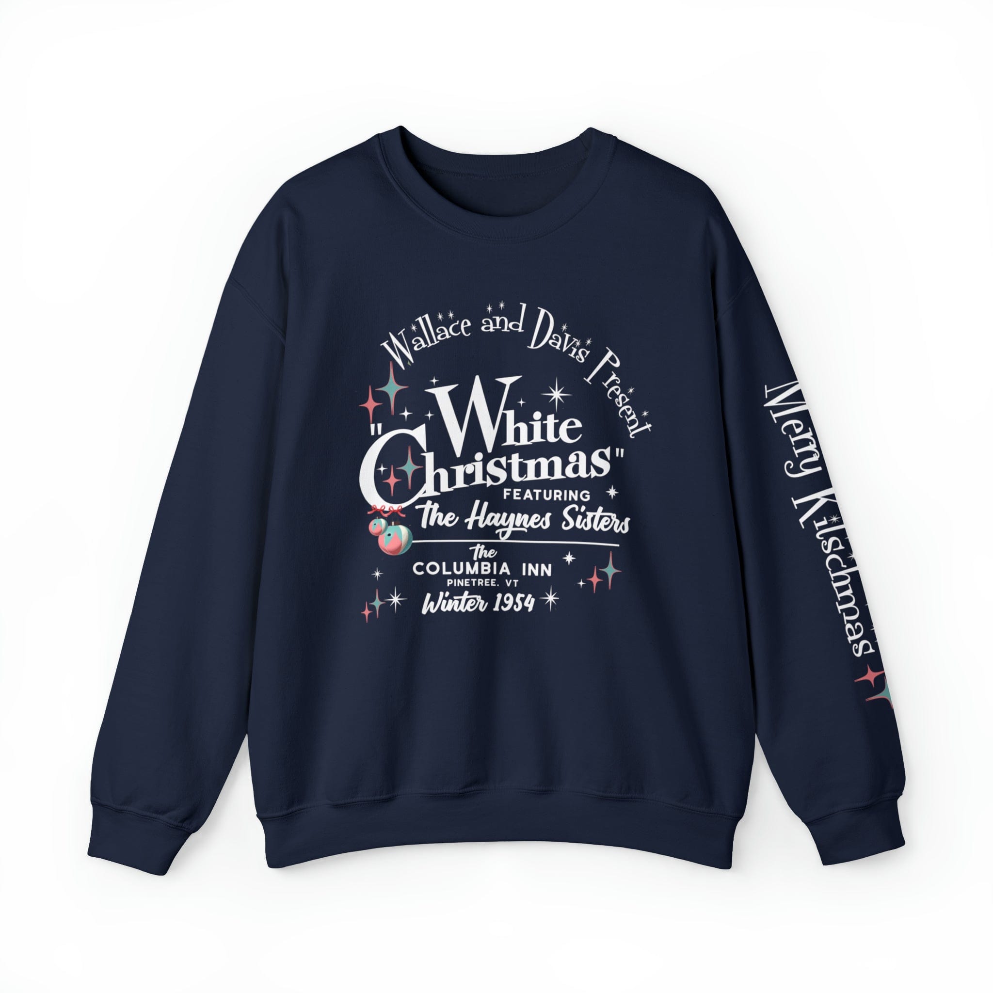 Mid Century Modern Christmas Sweatshirt, Wallace And Davis Present A White Christmas 1954 Movie Kitschy Christmas Sweatshirt