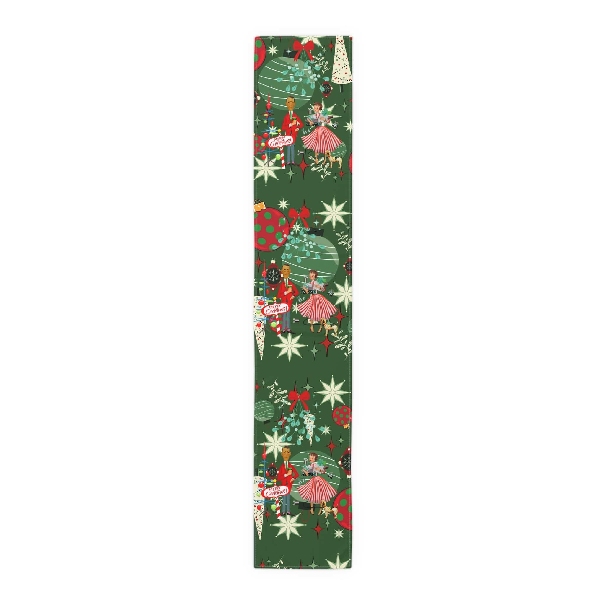 Mid Century Modern Christmas Table Runner, Kitschy 50&