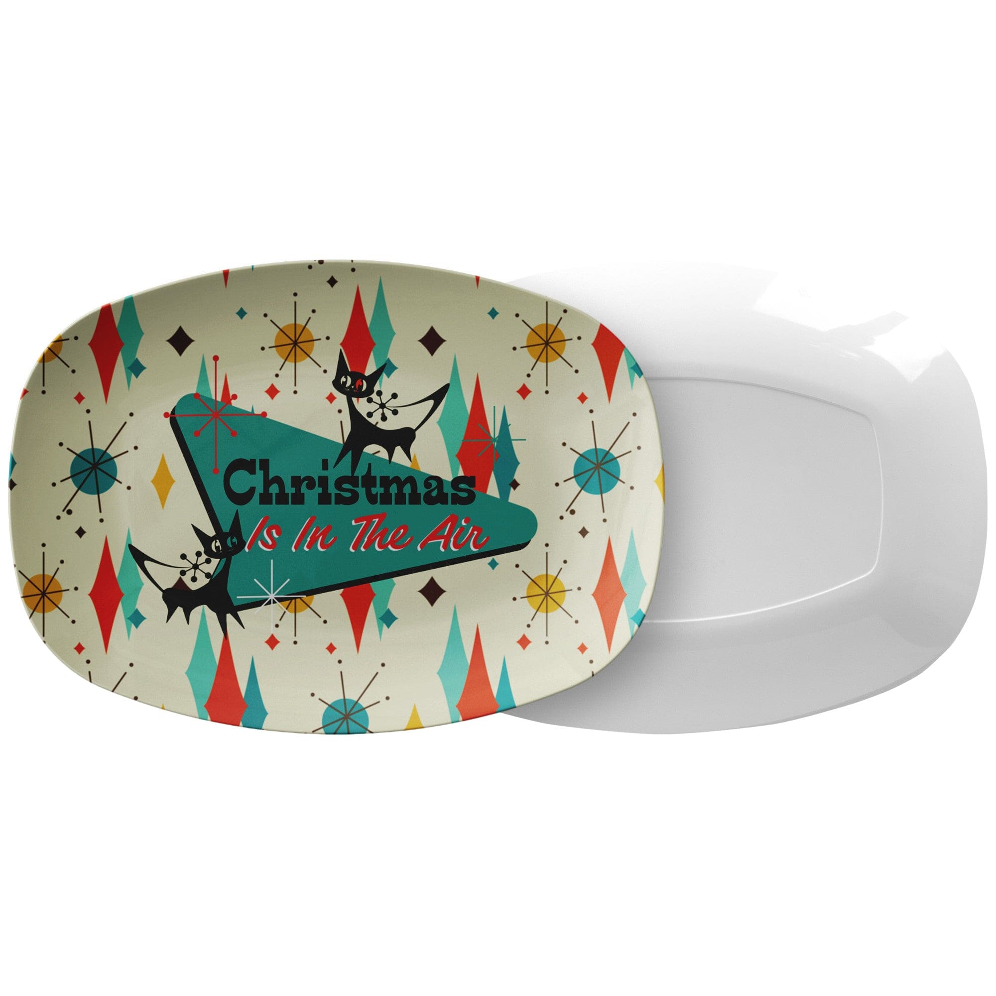 Mid Century Modern Dinnerware, Atomic Cat, Starburst, MCM Platter Gift Kitchenware