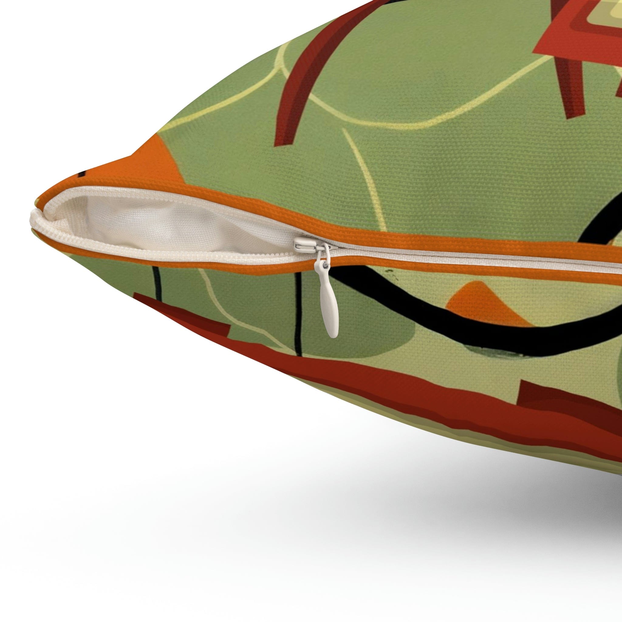 Mid Century Modern, Fun, Green, Orange Mod TV, Retro Square Pillow Home Decor