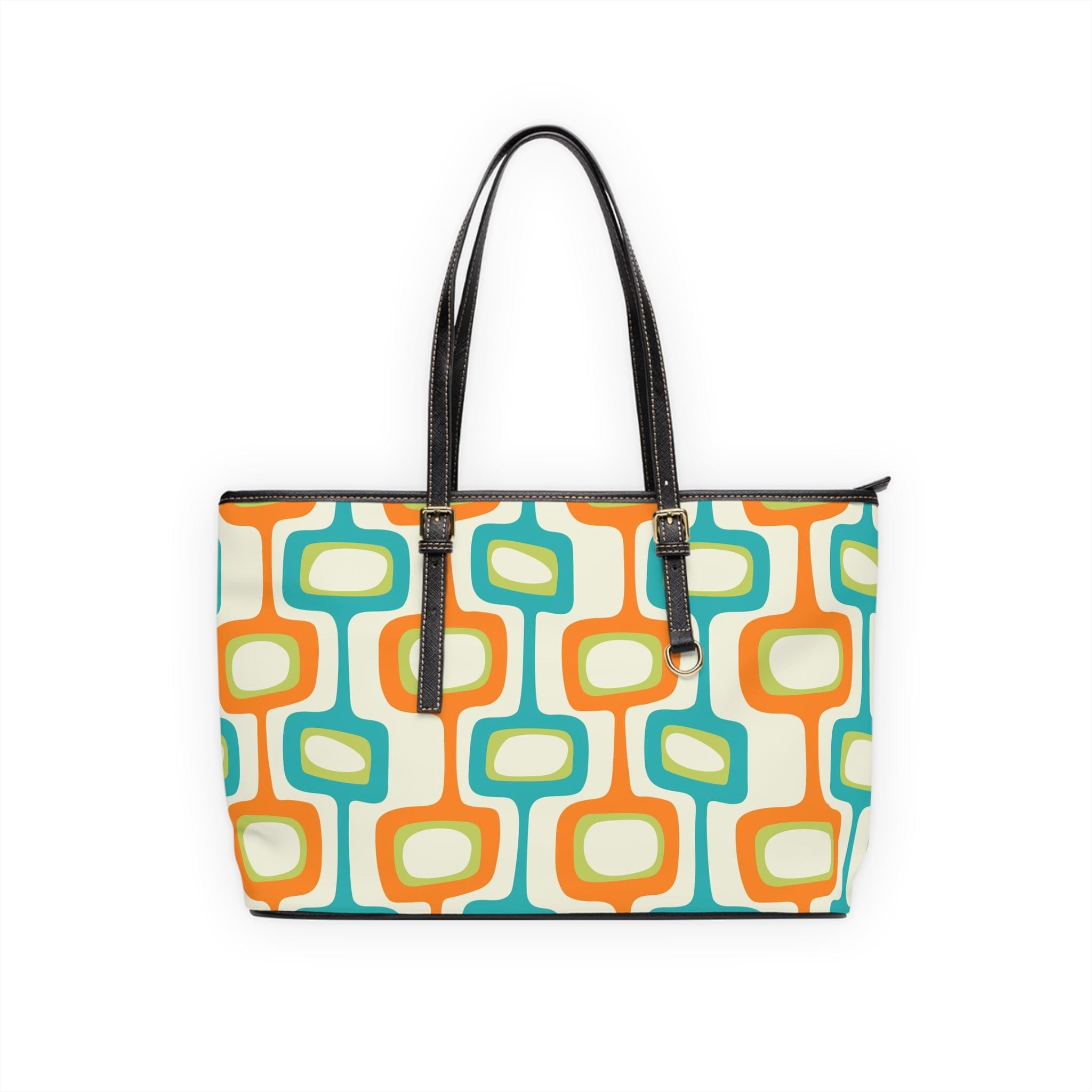 Mid Century Modern Funky Reversable, Flower Power, Retro Green, Orange, Aqua Funky Fun Shoulder Bag Bags