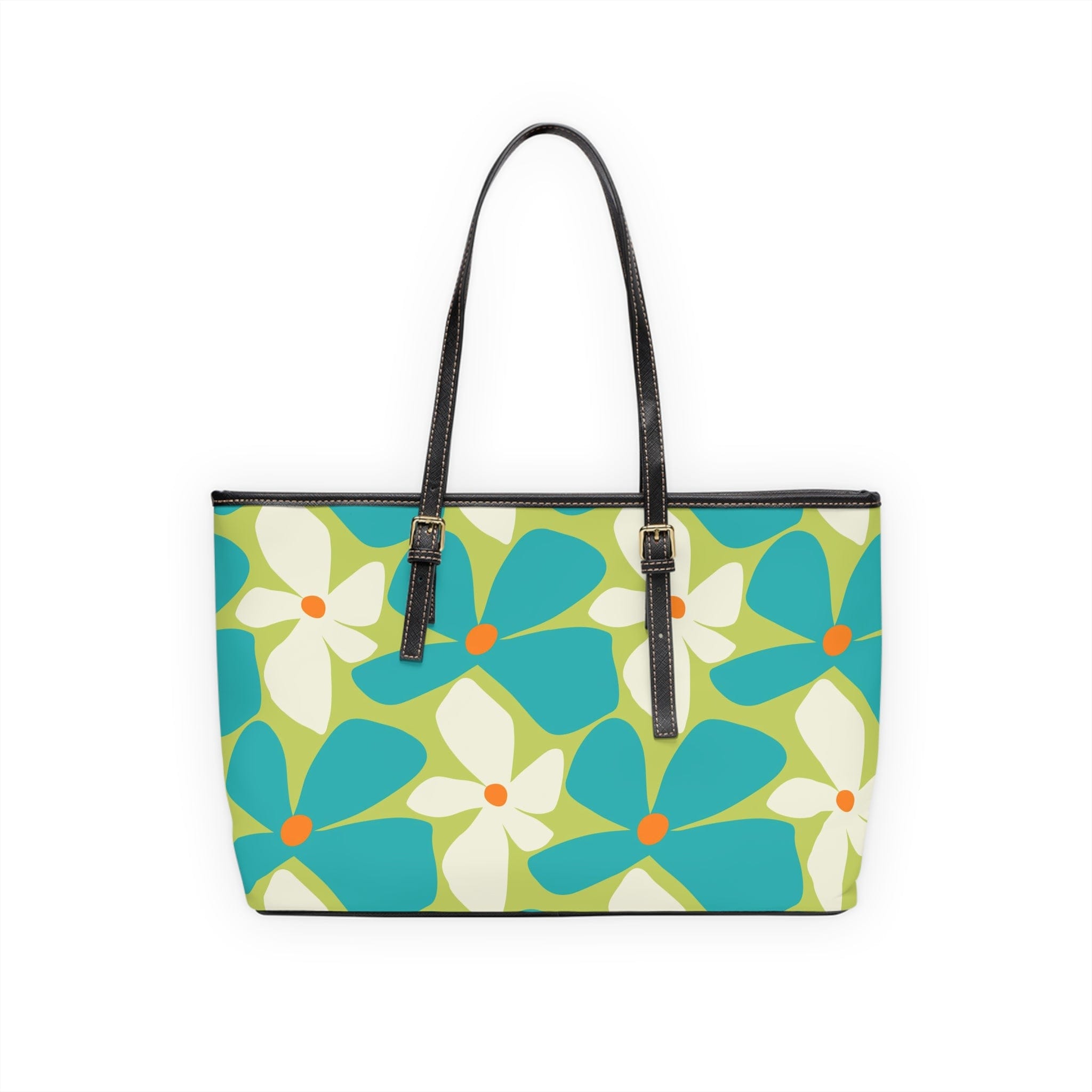 Mid Century Modern Funky Reversable, Flower Power, Retro Green, Orange, Aqua Funky Fun Shoulder Bag Bags