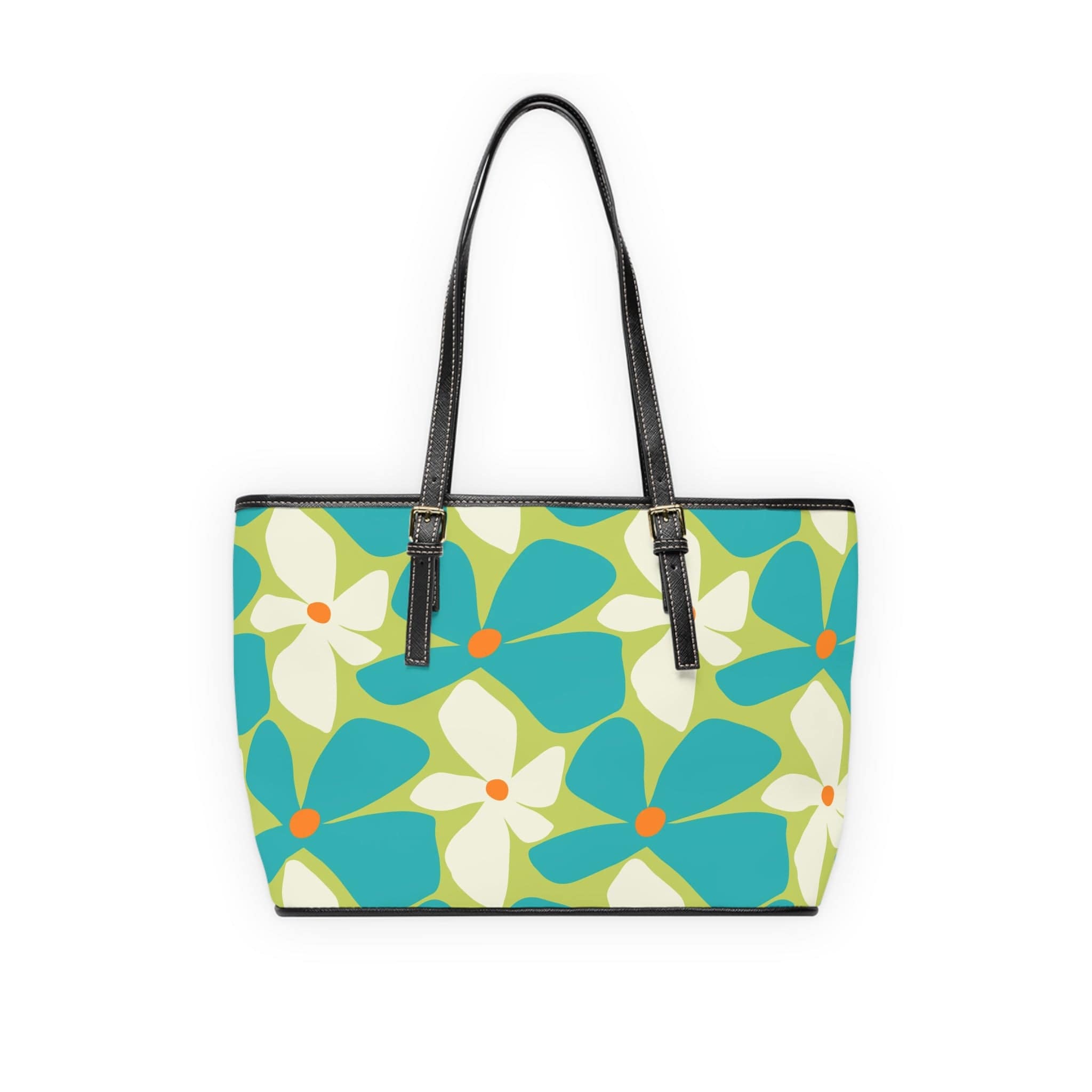 Mid Century Modern Funky Reversable, Flower Power, Retro Green, Orange, Aqua Funky Fun Shoulder Bag Bags