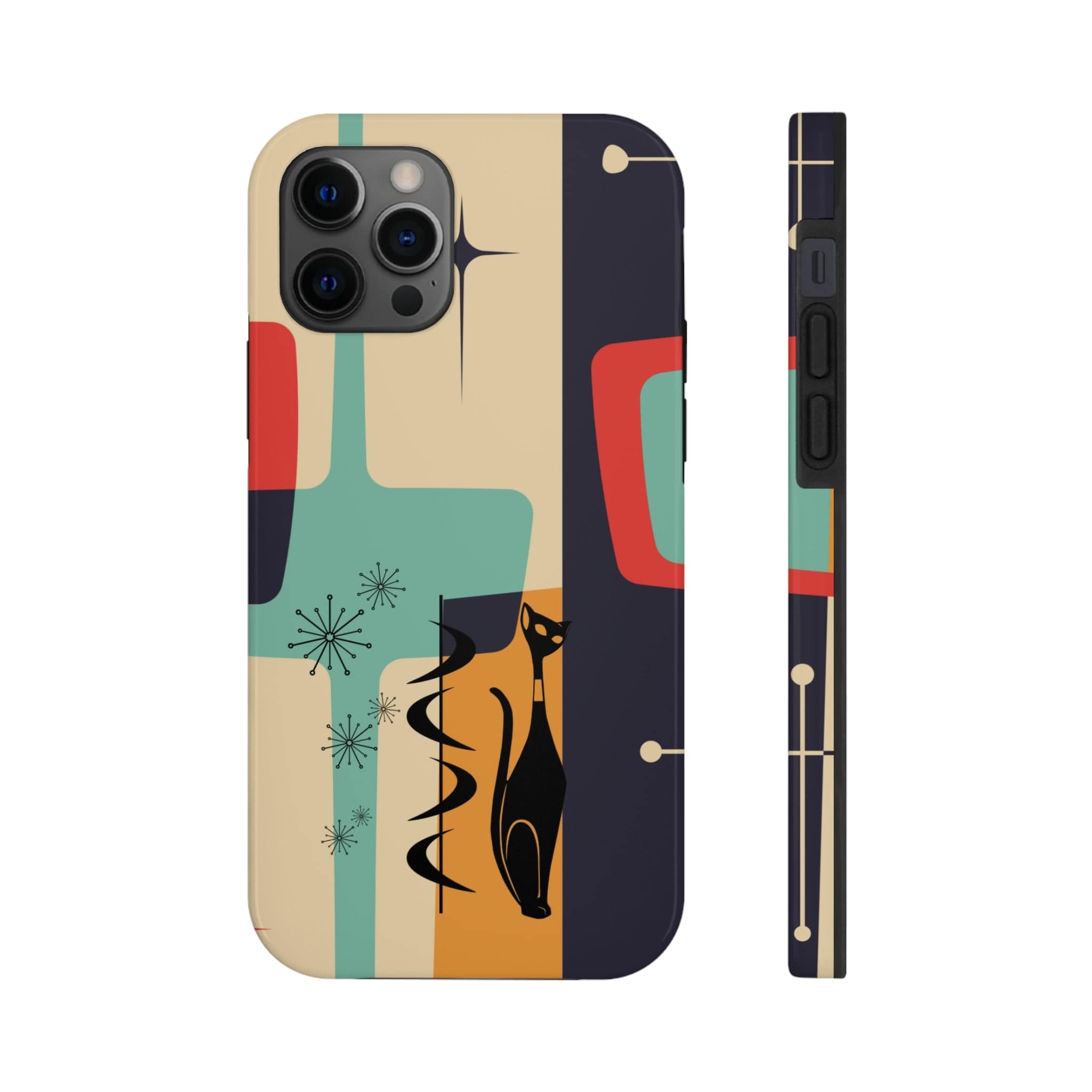 Mid Century Modern, Geometric, Atomic Cat Groovy Smart Phones Tough Phone Cases Phone Case