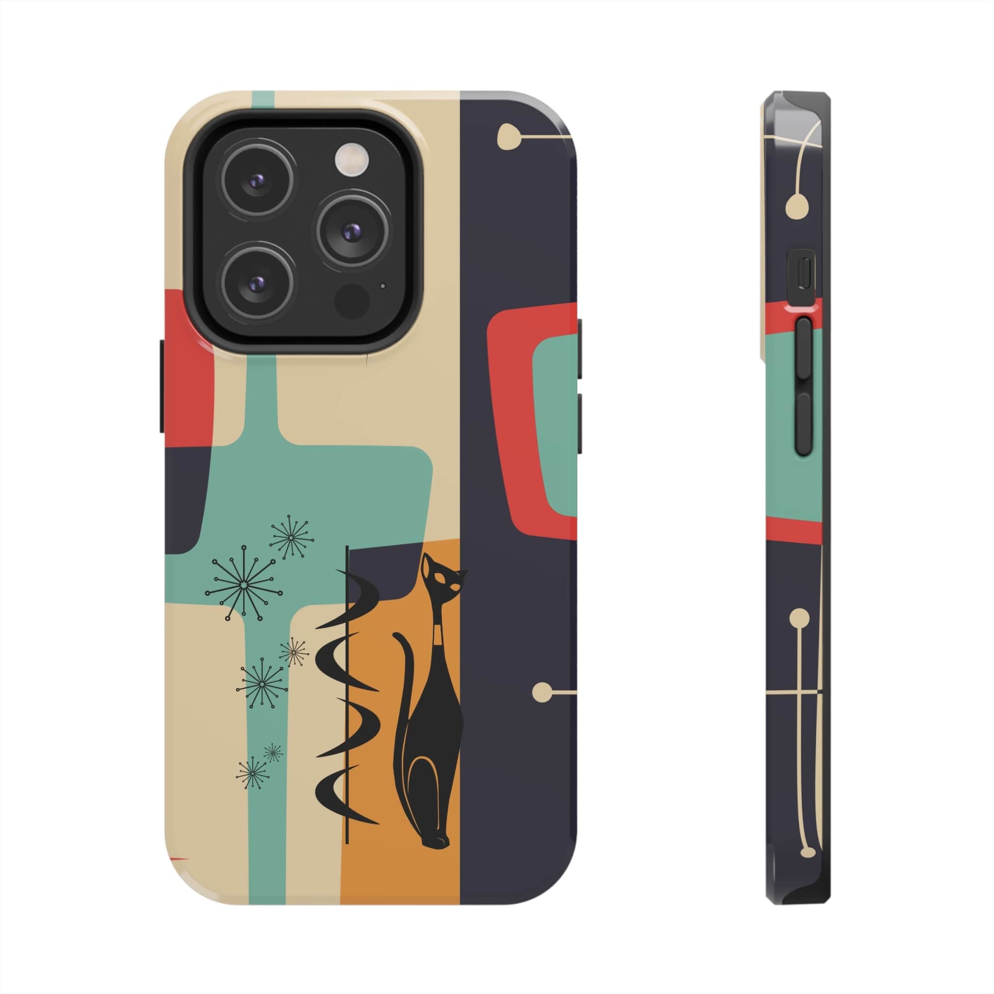 Mid Century Modern, Geometric, Atomic Cat Groovy Smart Phones Tough Phone Cases Phone Case