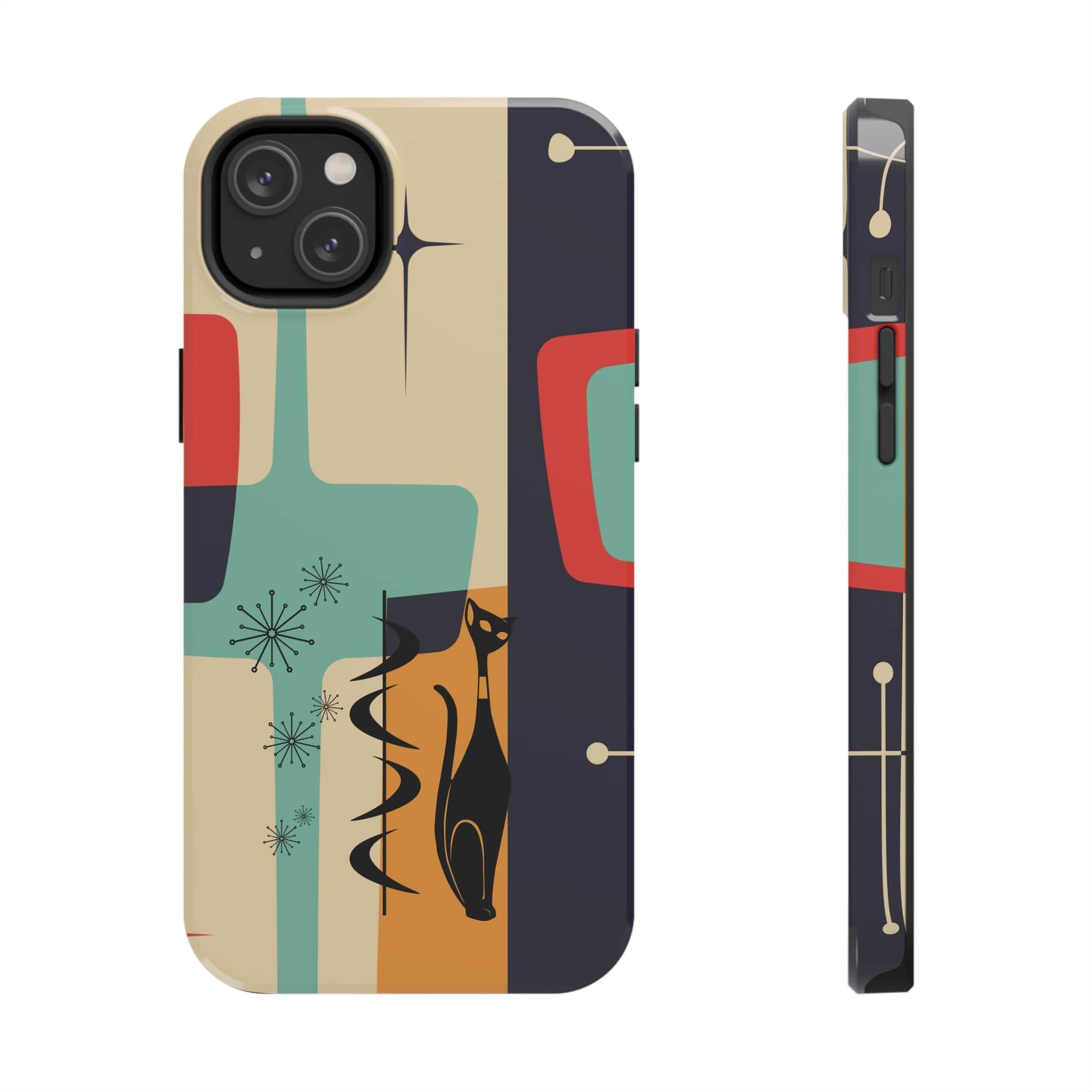 Mid Century Modern, Geometric, Atomic Cat Groovy Smart Phones Tough Phone Cases Phone Case