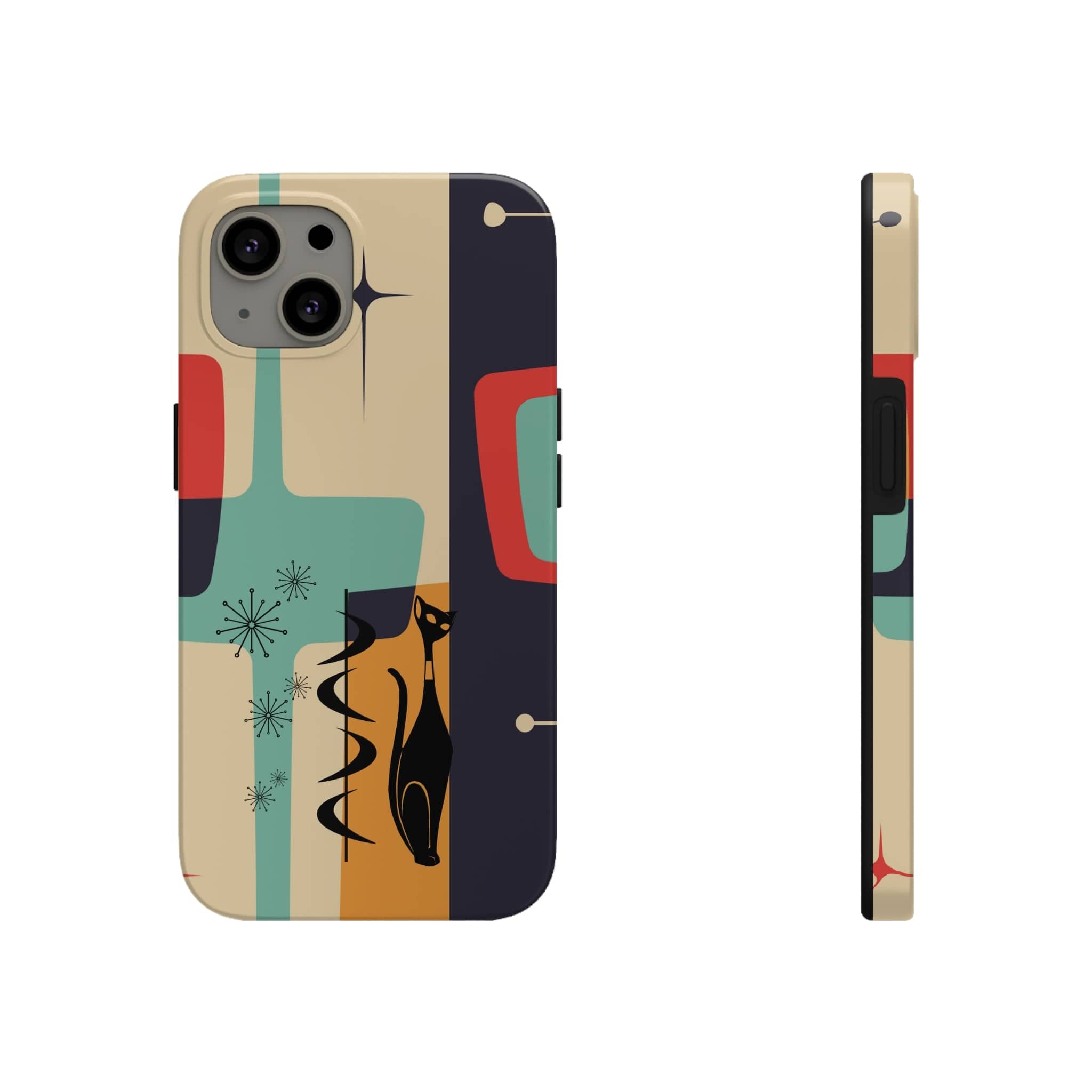 Mid Century Modern, Geometric, Atomic Cat Groovy Smart Phones Tough Phone Cases Phone Case