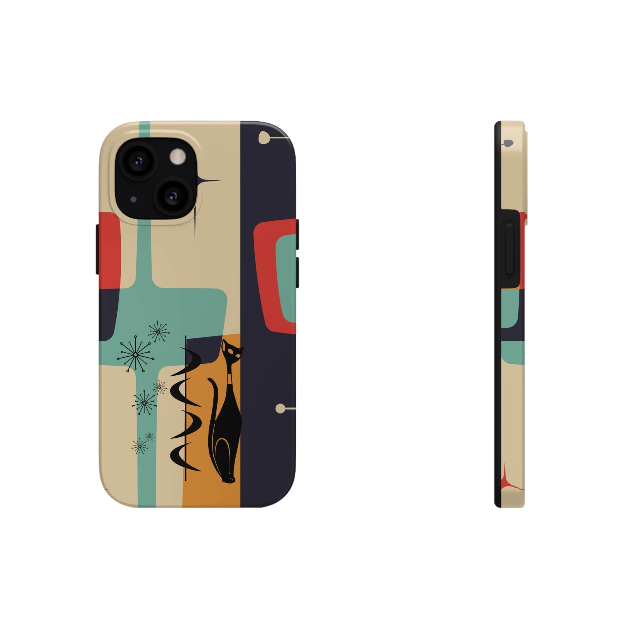 Mid Century Modern, Geometric, Atomic Cat Groovy Smart Phones Tough Phone Cases Phone Case