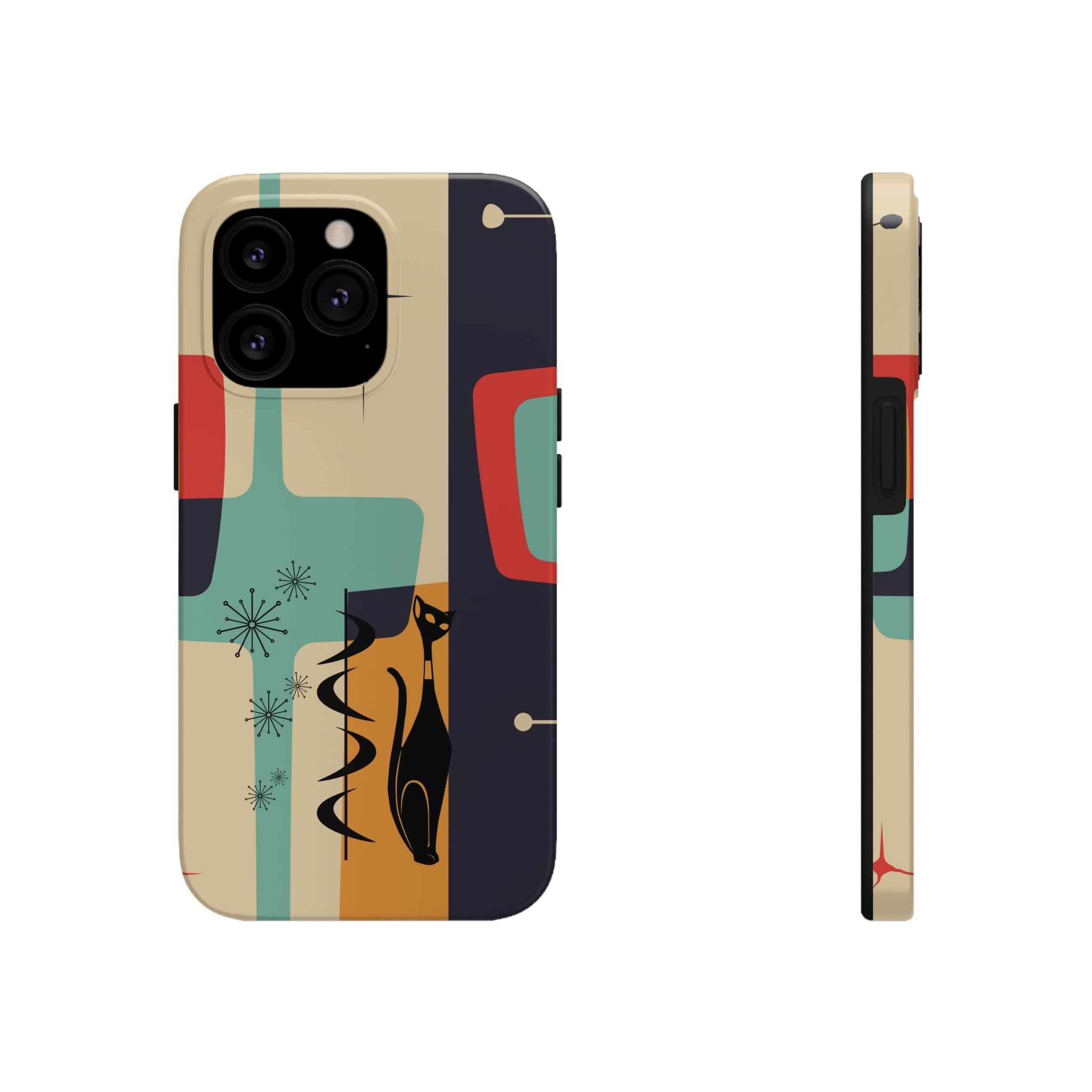 Mid Century Modern, Geometric, Atomic Cat Groovy Smart Phones Tough Phone Cases Phone Case