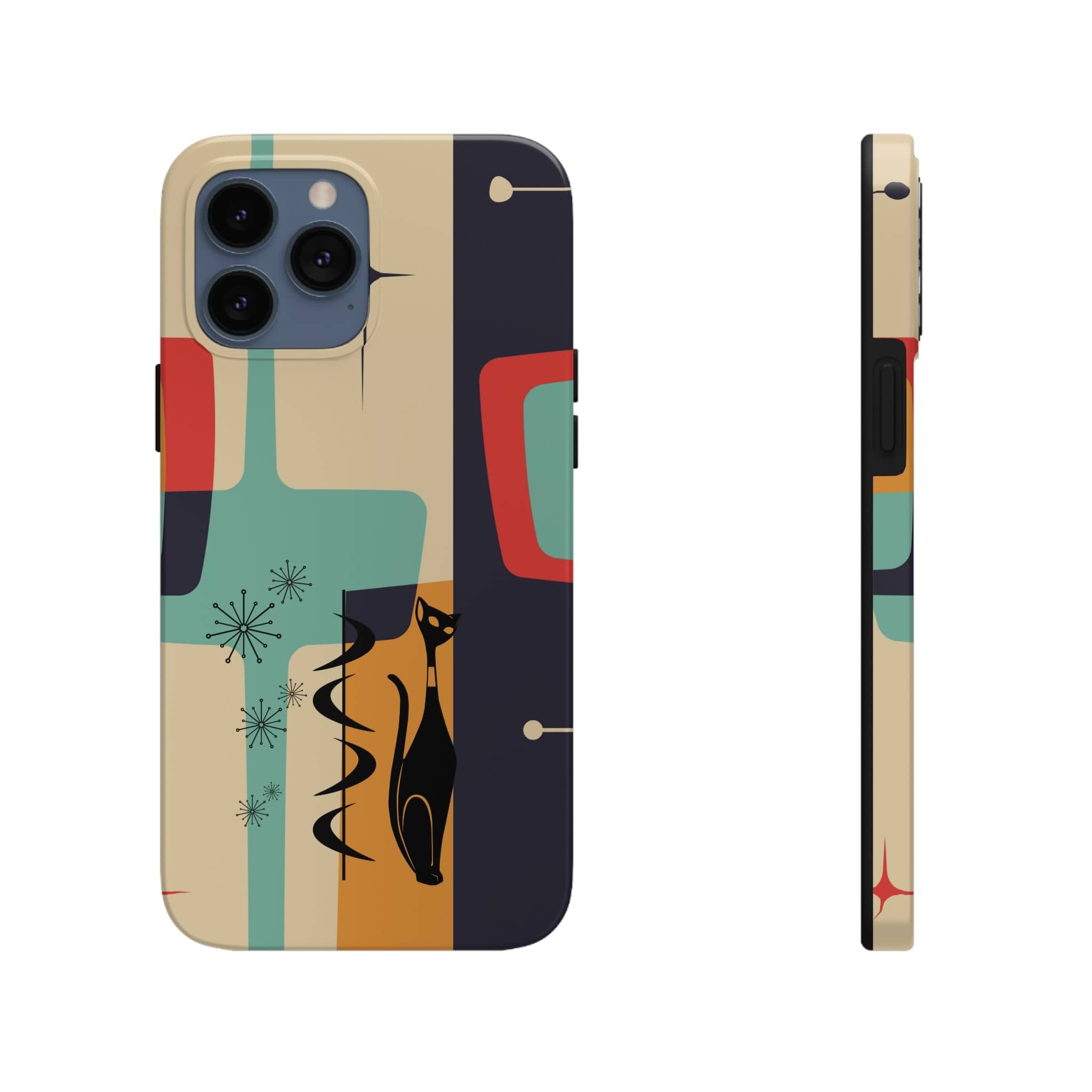 Mid Century Modern, Geometric, Atomic Cat Groovy Smart Phones Tough Phone Cases Phone Case