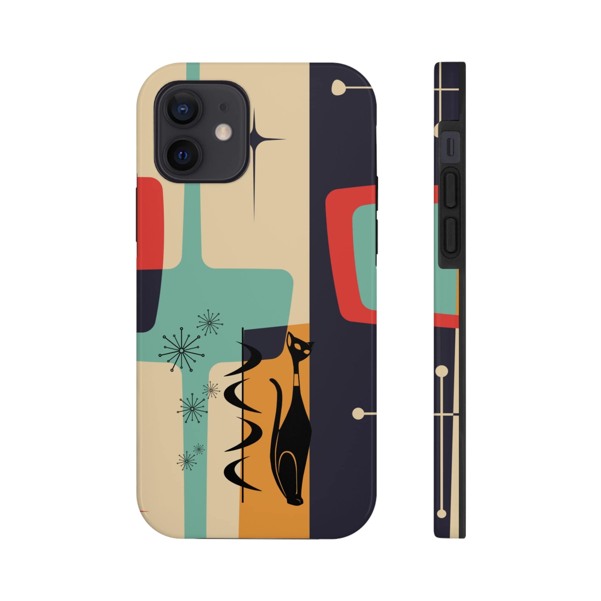 Mid Century Modern, Geometric, Atomic Cat Groovy Smart Phones Tough Phone Cases Phone Case