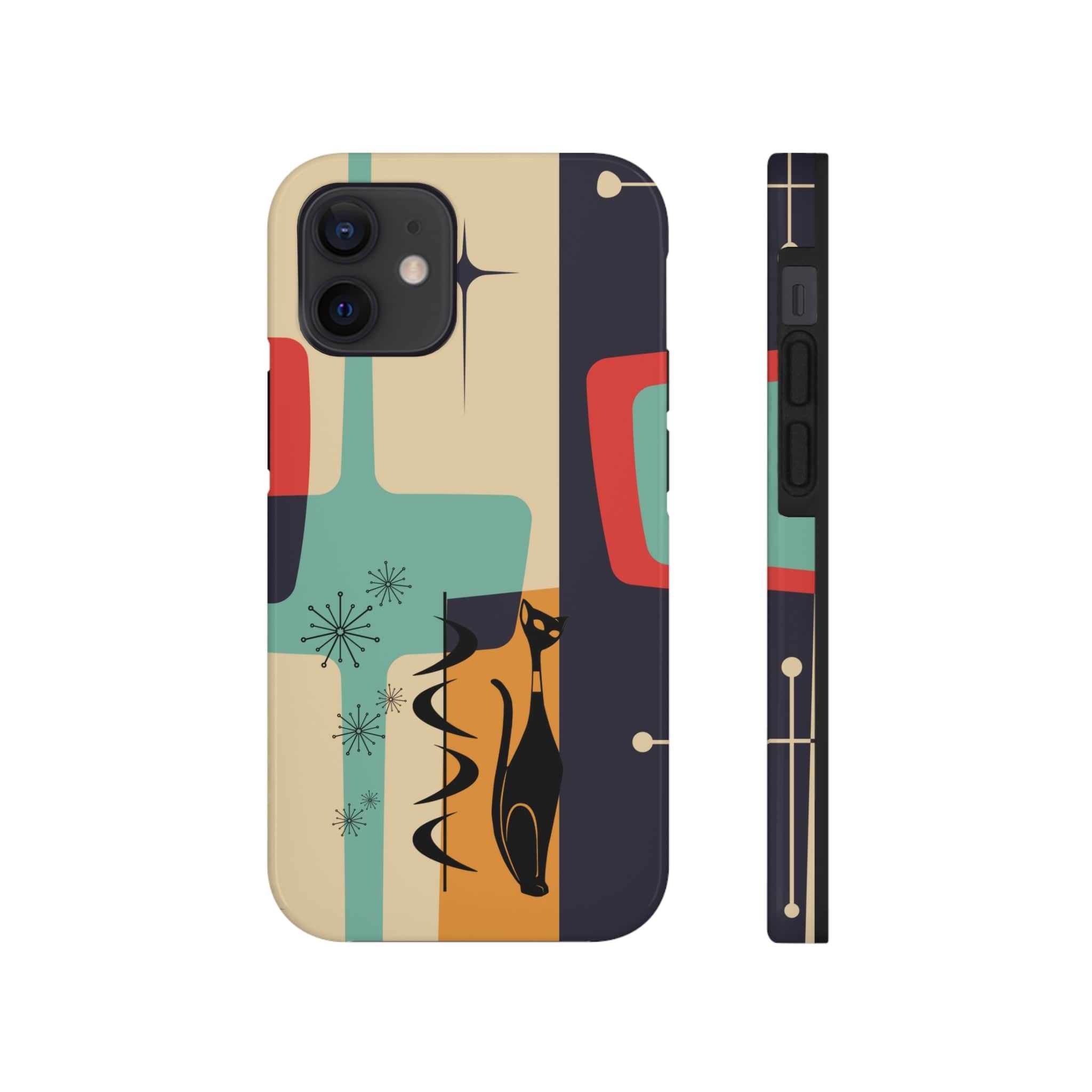 Mid Century Modern, Geometric, Atomic Cat Groovy Smart Phones Tough Phone Cases Phone Case