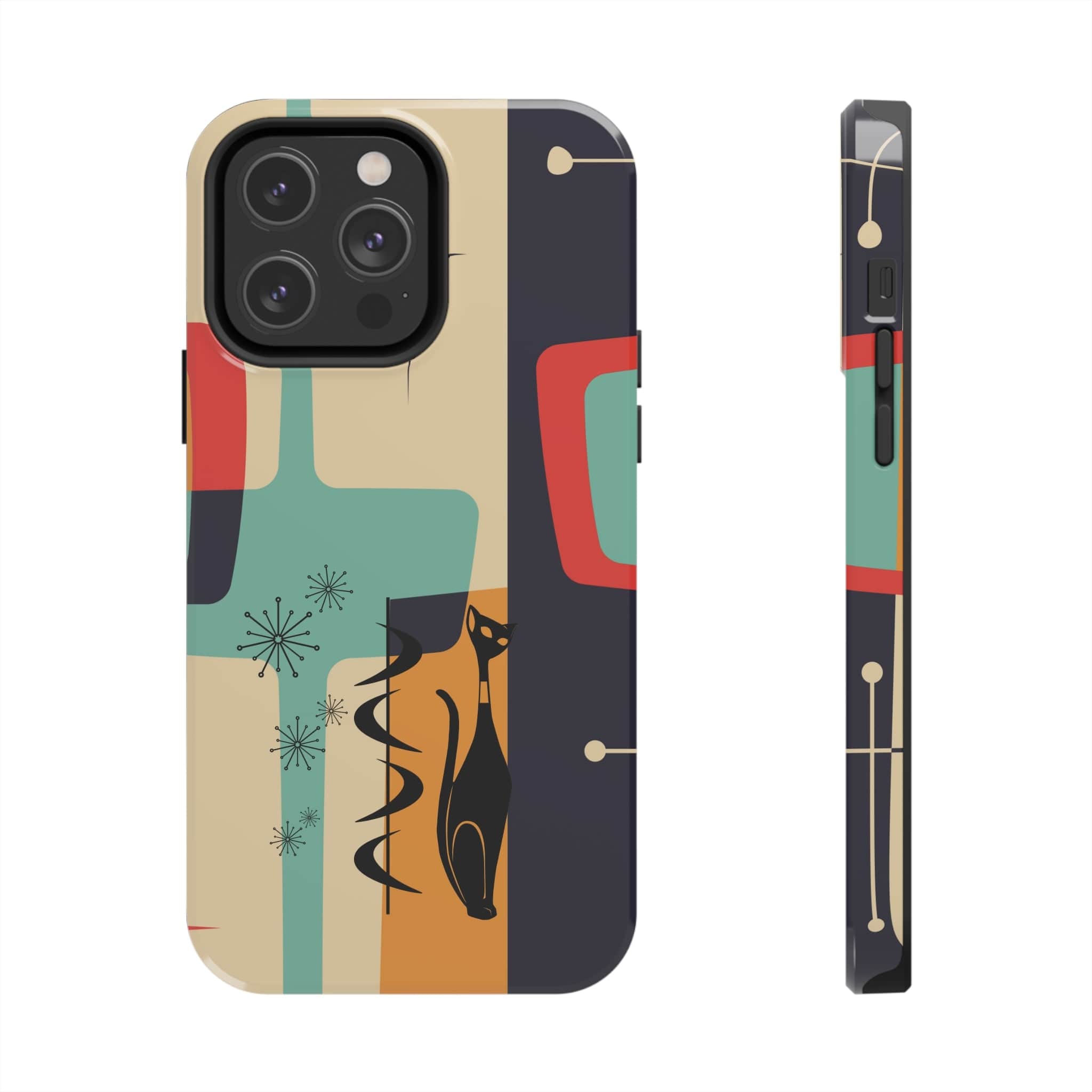 Mid Century Modern, Geometric, Atomic Cat Groovy Smart Phones Tough Phone Cases Phone Case