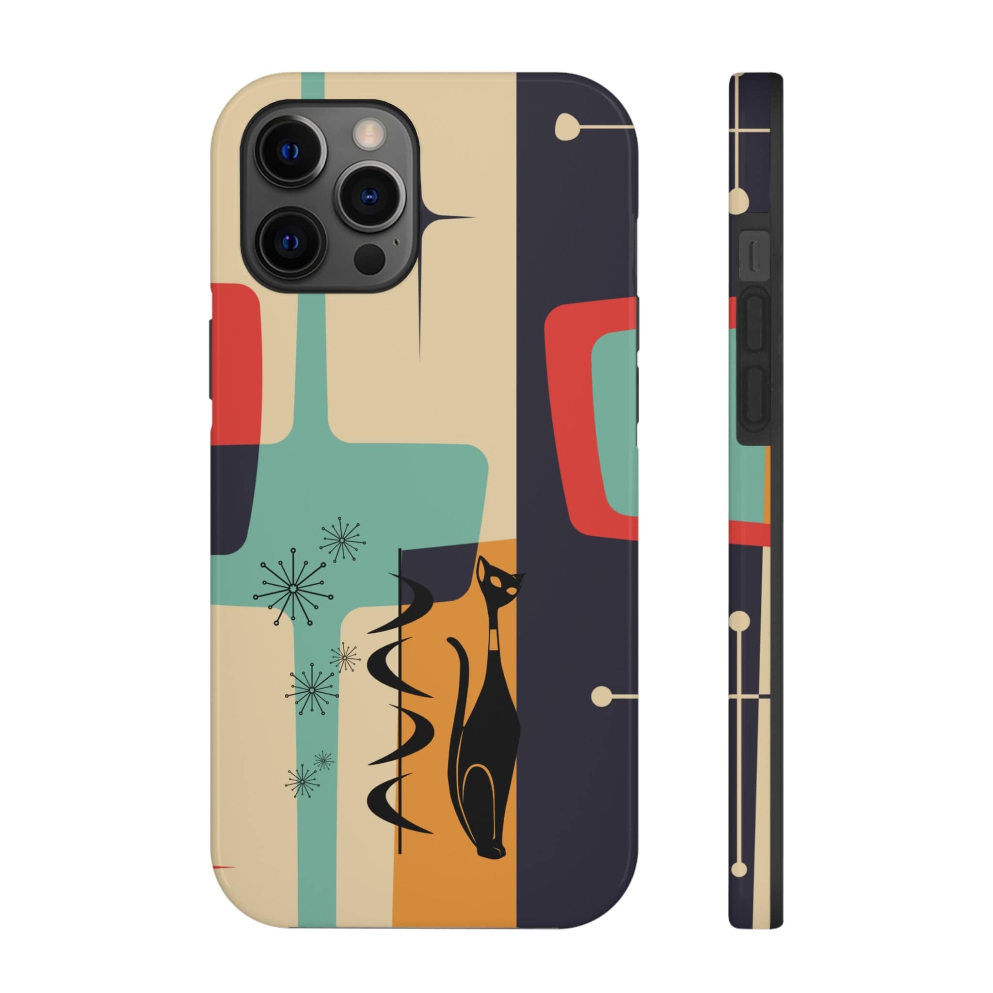 Mid Century Modern, Geometric, Atomic Cat Groovy Smart Phones Tough Phone Cases Phone Case