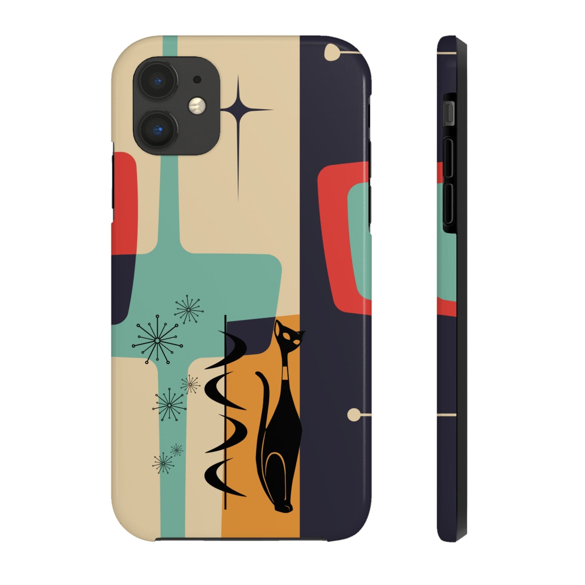 Mid Century Modern, Geometric, Atomic Cat Groovy Smart Phones Tough Phone Cases Phone Case