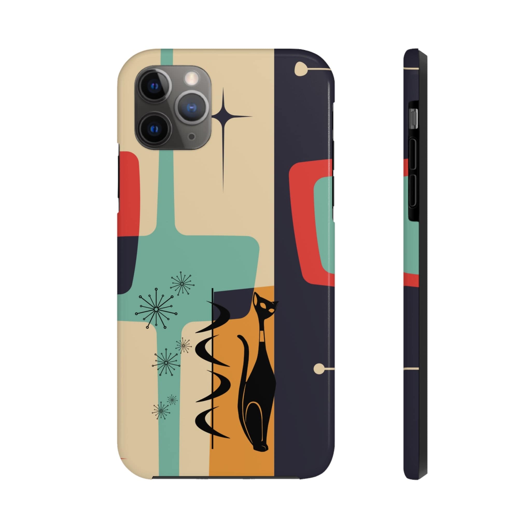 Mid Century Modern, Geometric, Atomic Cat Groovy Smart Phones Tough Phone Cases Phone Case