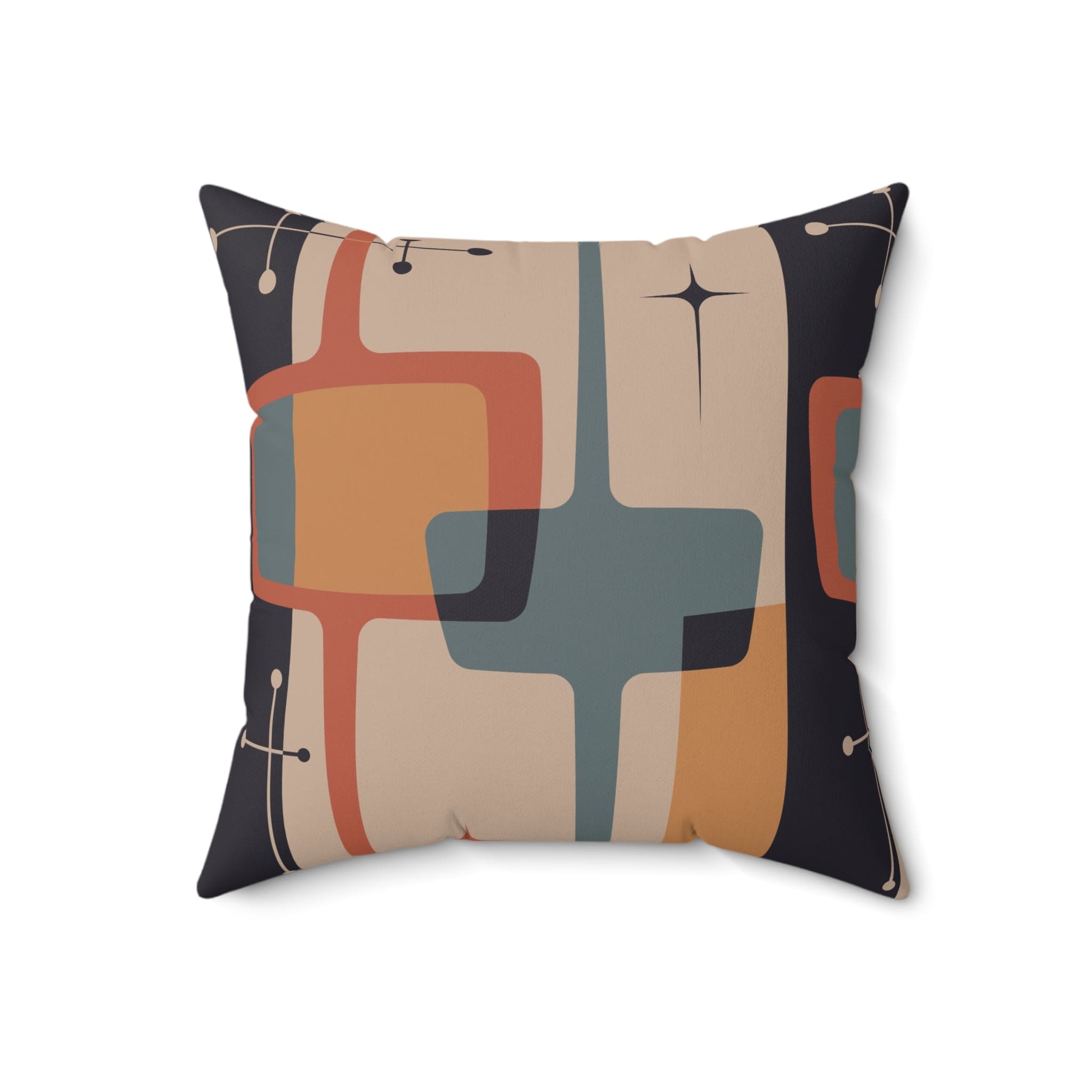 Mid Century Modern Geometric Charcoal Gray, Deep Beige, Retro MCM Pillow Home Decor