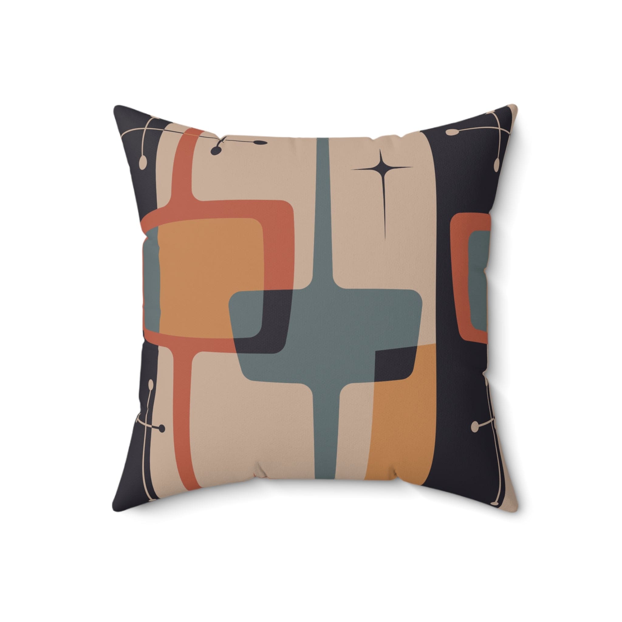 Mid Century Modern Geometric Charcoal Gray, Deep Beige, Retro MCM Pillow Home Decor