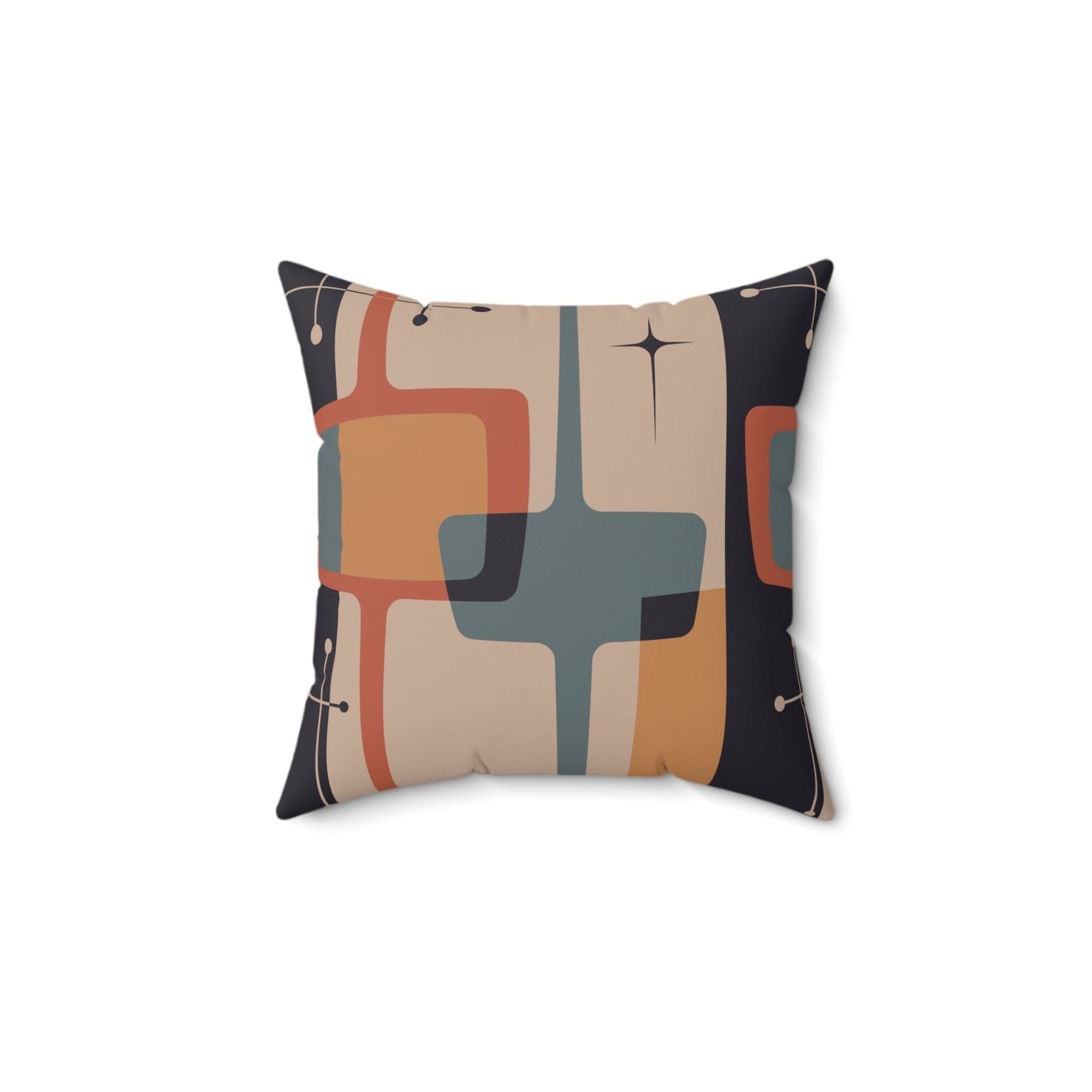 Mid Century Modern Geometric Charcoal Gray, Deep Beige, Retro MCM Pillow Home Decor