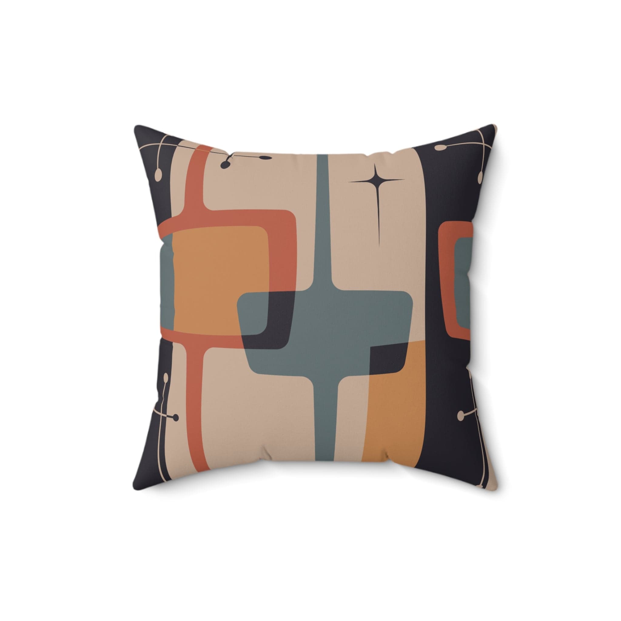 Mid Century Modern Geometric Charcoal Gray, Deep Beige, Retro MCM Pillow Home Decor