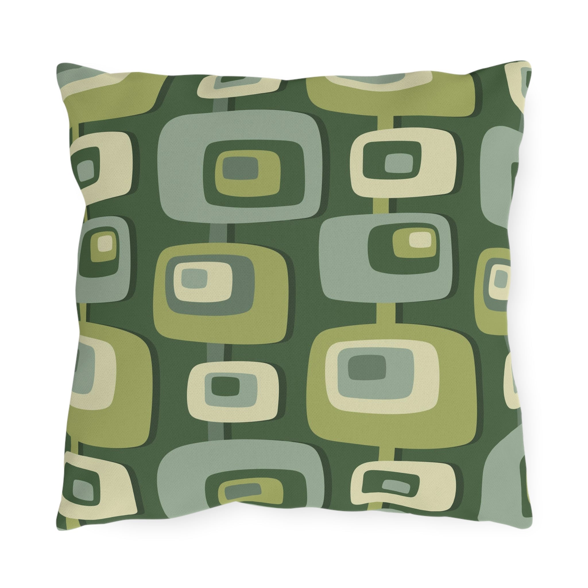 Mid Century Modern Geometric Green, Beige, Googie Designed Outdoor Pillows Home Decor