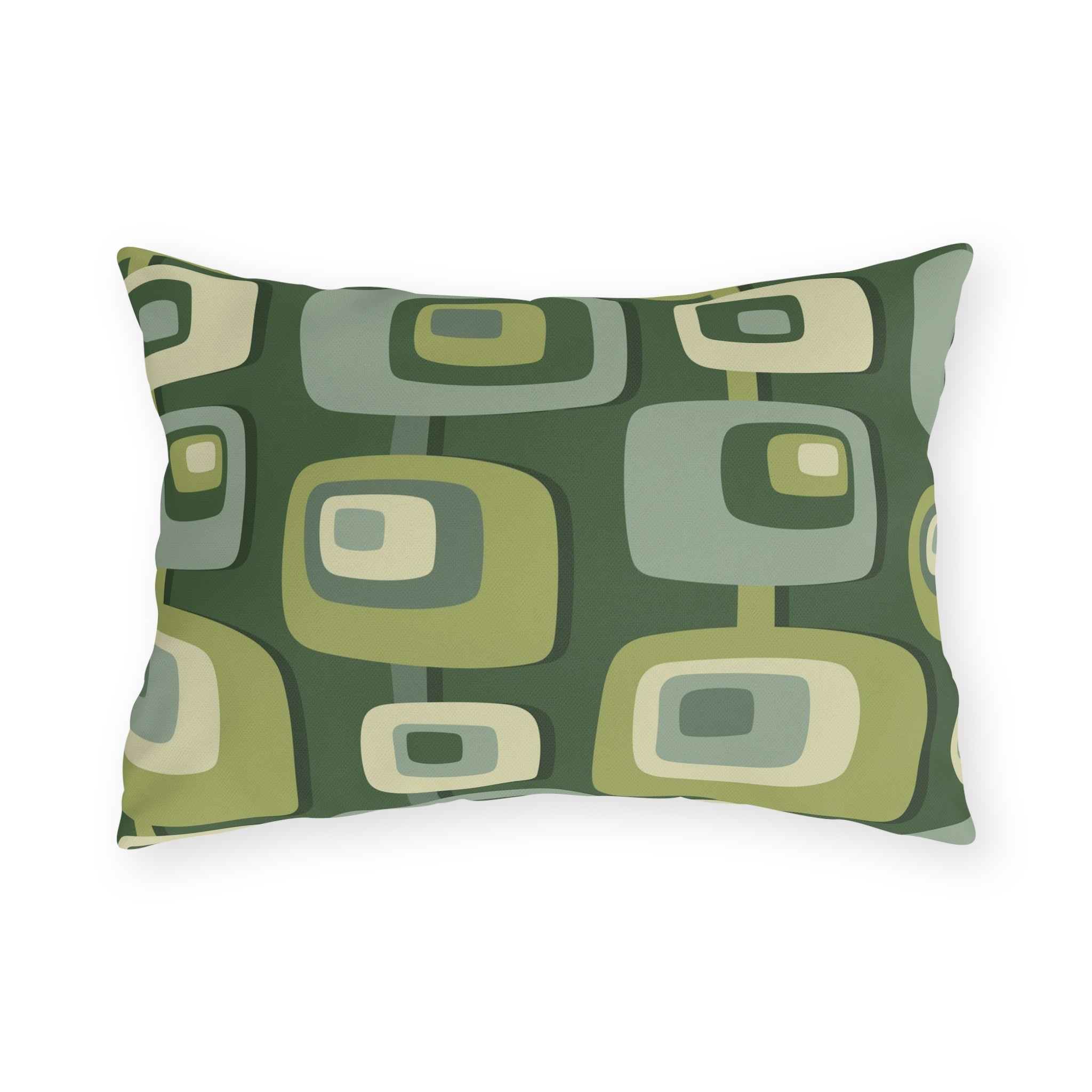 Mid Century Modern Geometric Green, Beige, Googie Designed Outdoor Pillows Home Decor