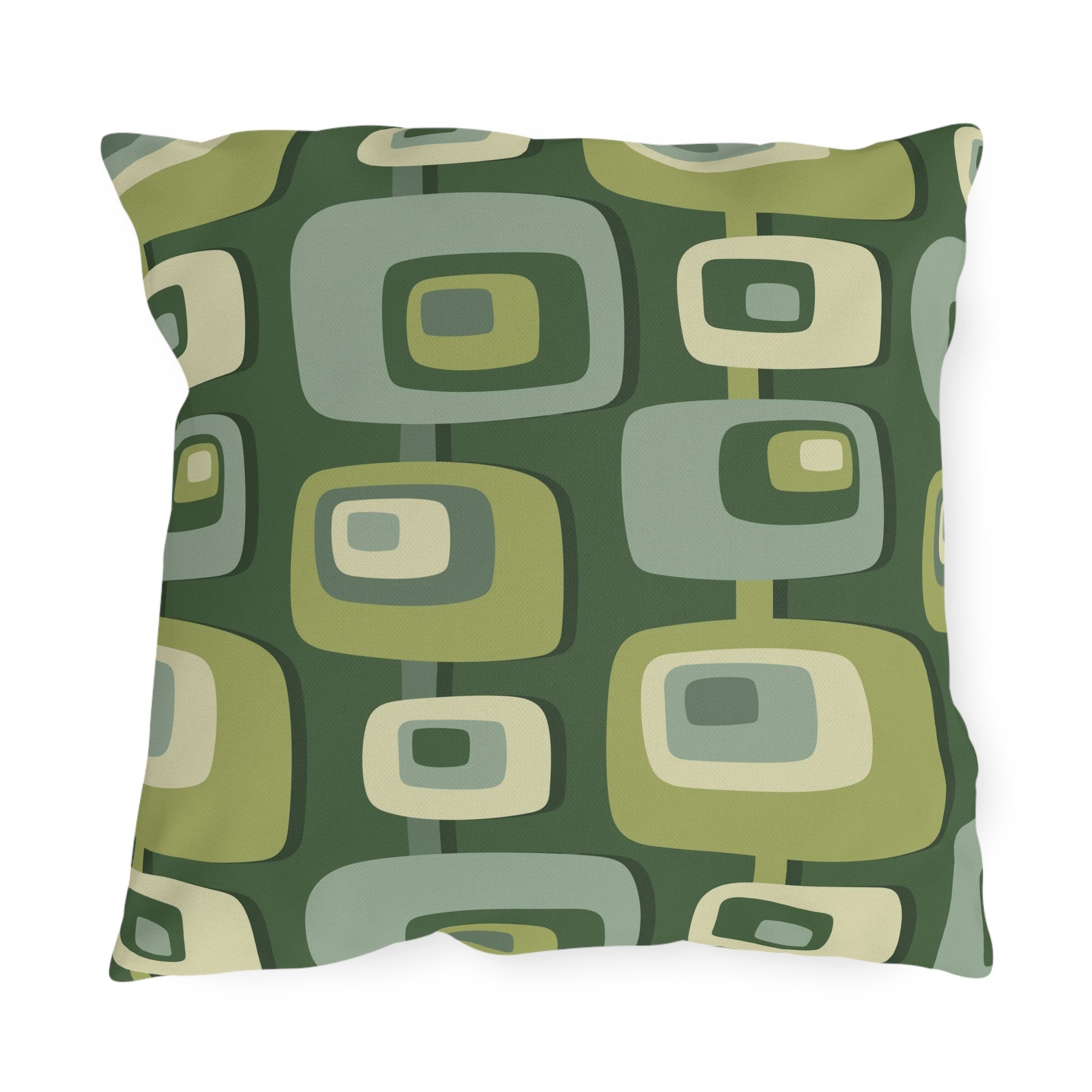 Mid Century Modern Geometric Green, Beige, Googie Designed Outdoor Pillows Home Decor