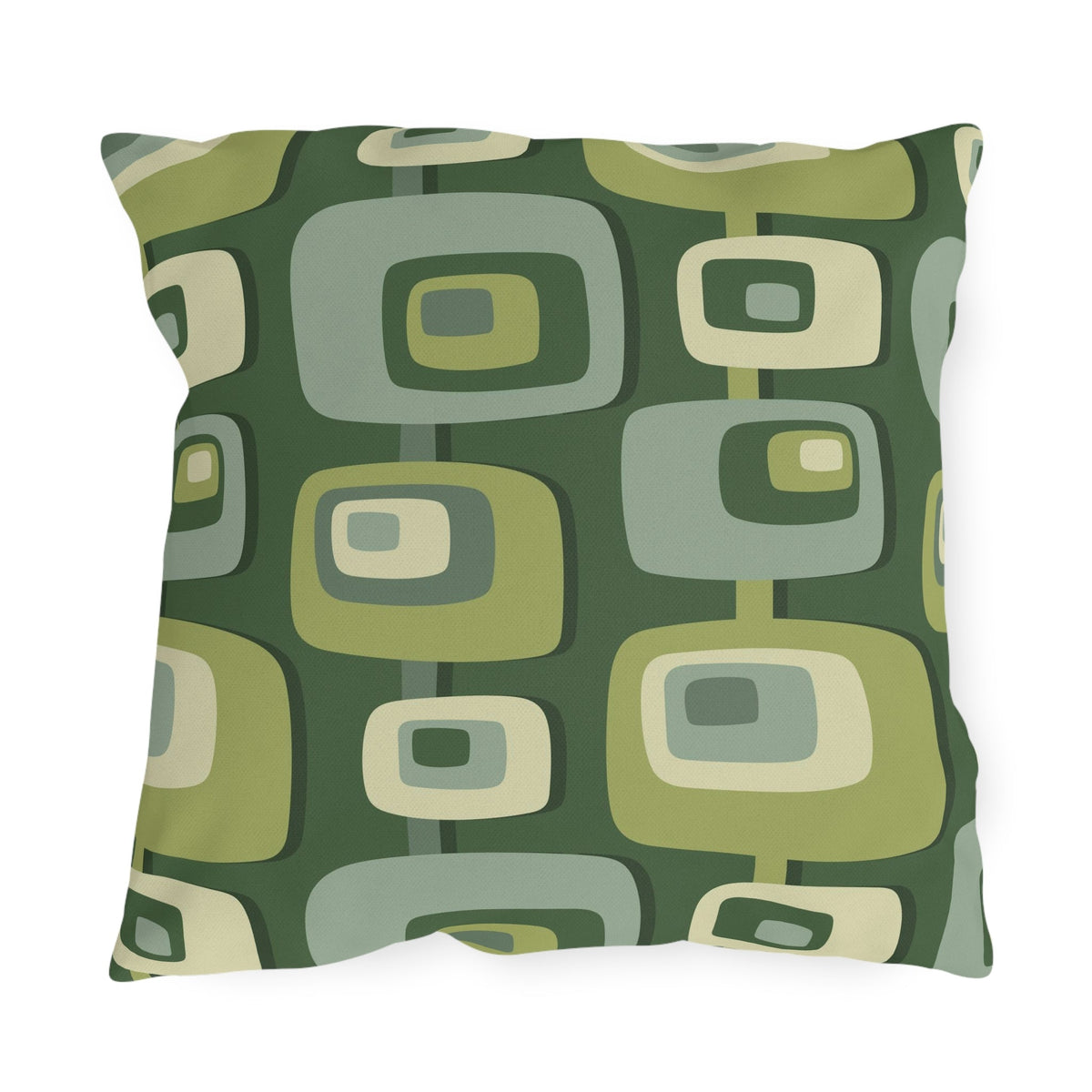 Mid Century Modern Geometric Green, Beige, Googie Designed Outdoor Pillows Home Decor