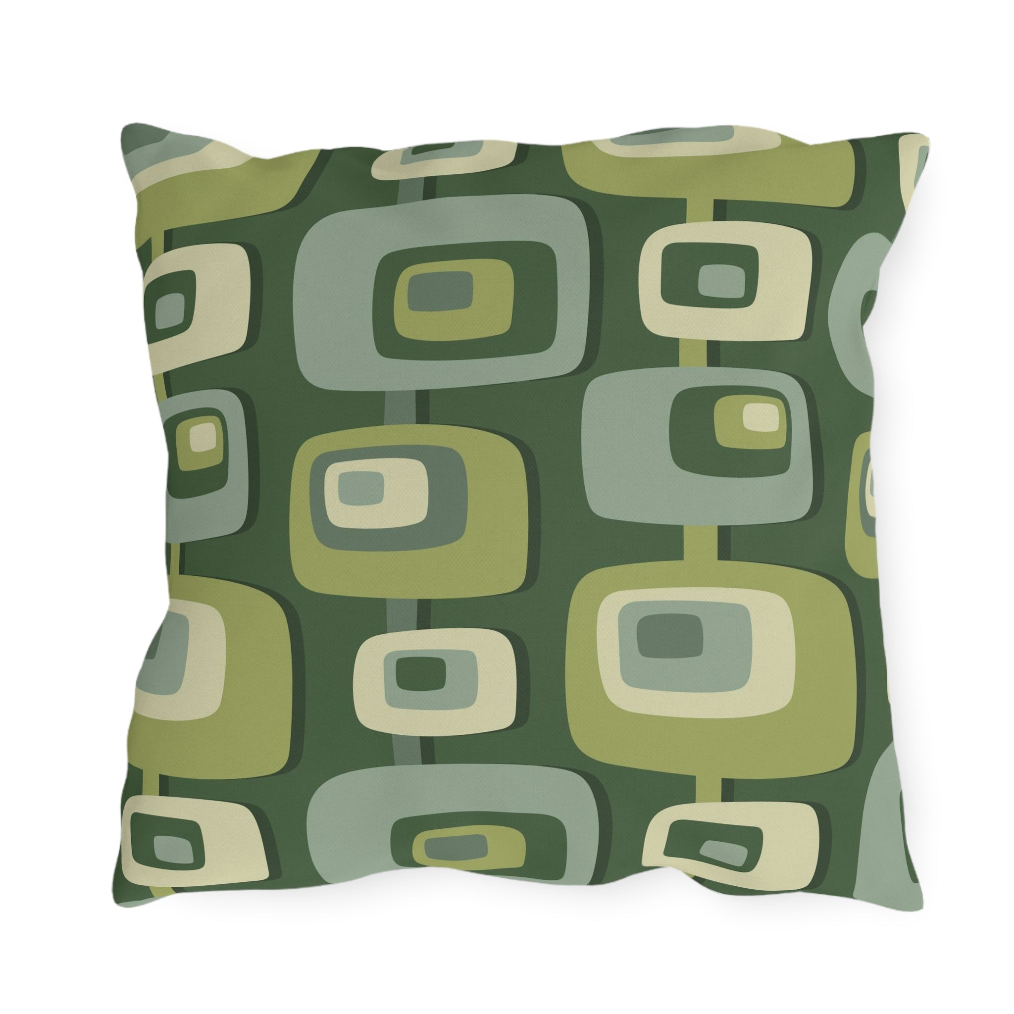 Mid Century Modern Geometric Green, Beige, Googie Designed Outdoor Pillows Home Decor