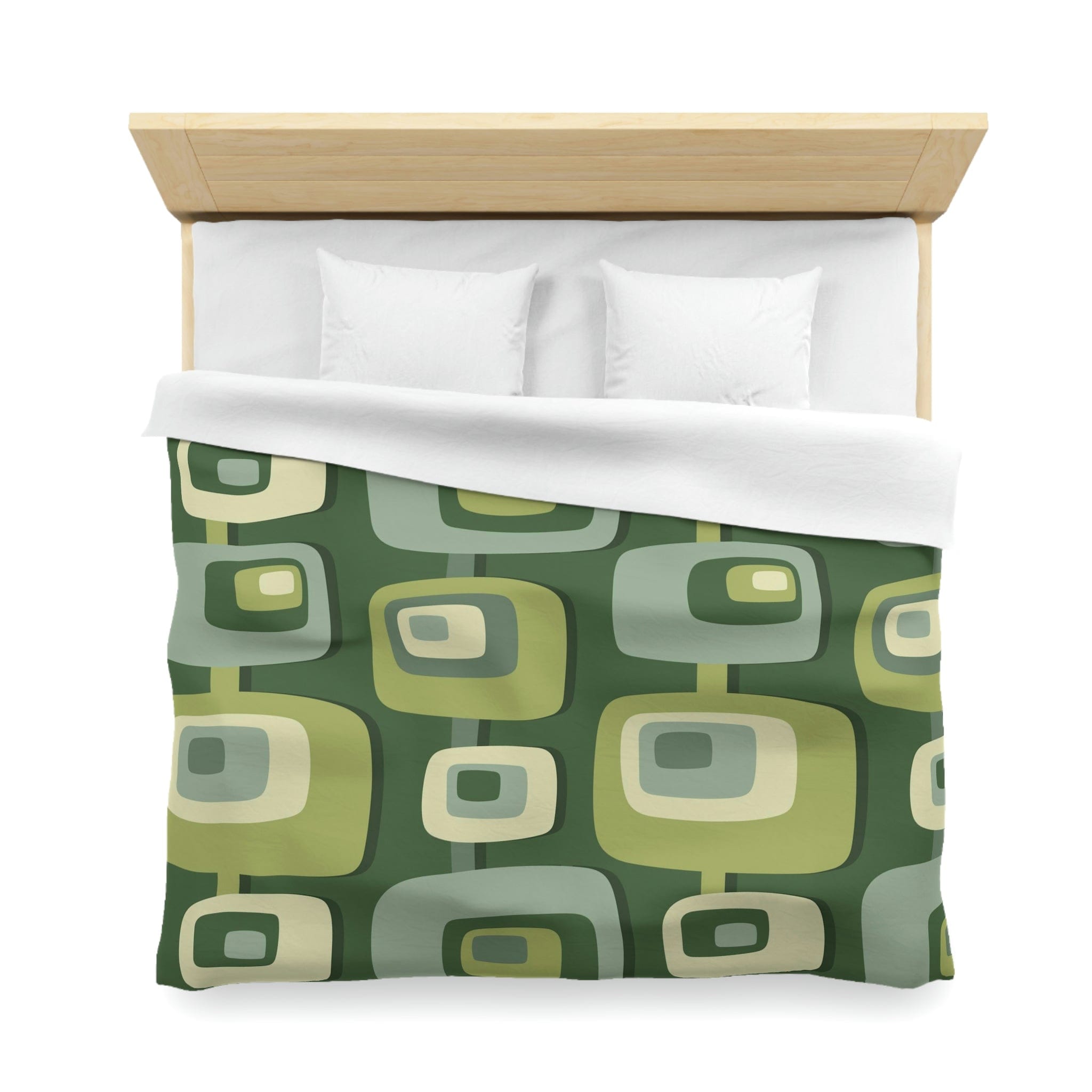 Mid Century Modern, Geometric, Groovy Green, Beige, Abstract, 60s 70s Retro, Mid Mod, MCM Duvet Cover Home Decor