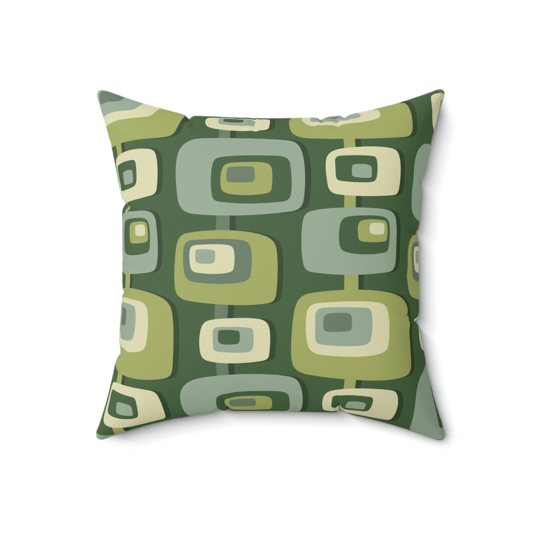 Mid Century Modern, Geometric, Groovy Green, Beige, Abstract, 60s 70s Retro, Mid Mod Pillow Case And Insert Home Decor