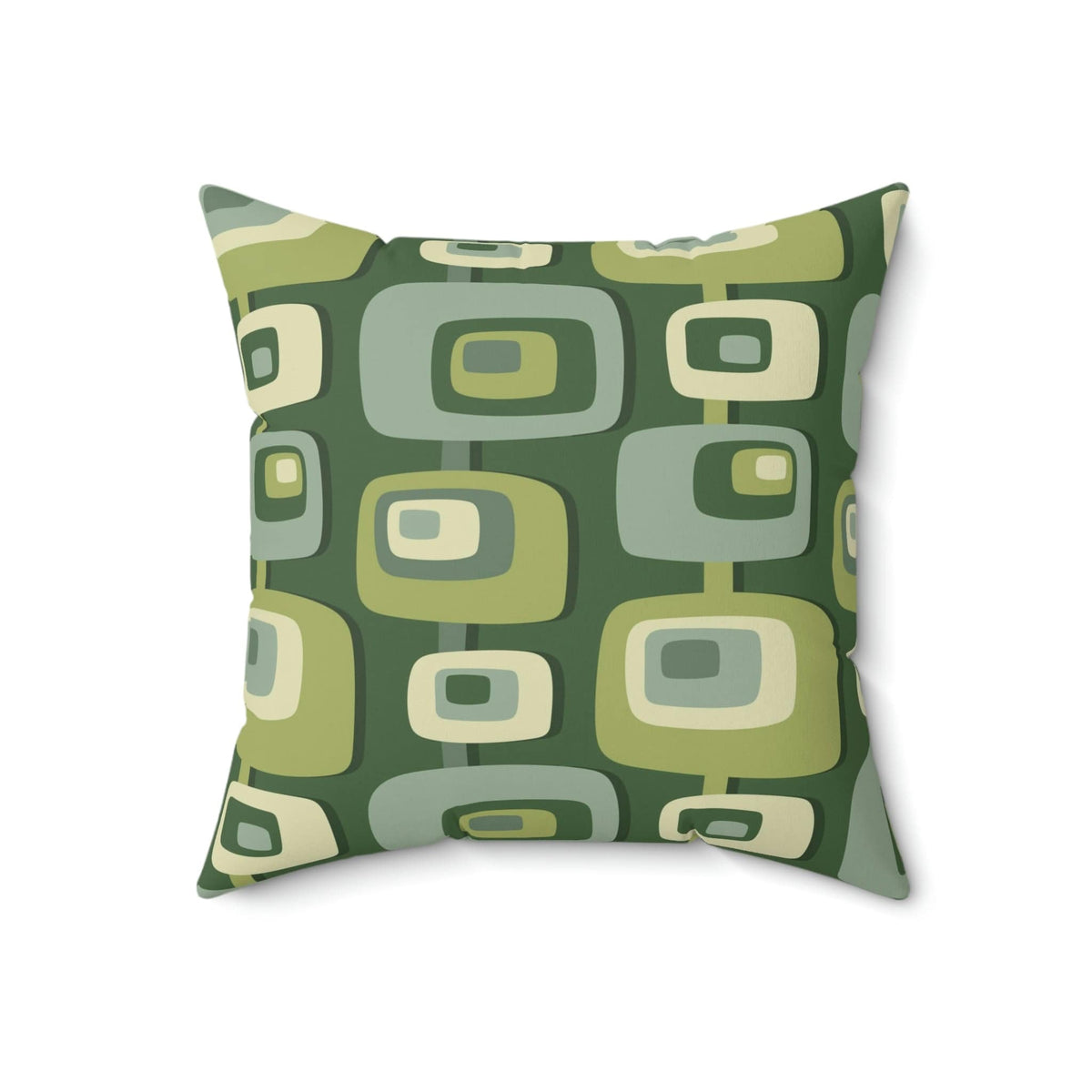 Mid Century Modern, Geometric, Groovy Green, Beige, Abstract, 60s 70s Retro, Mid Mod Pillow Case And Insert Home Decor