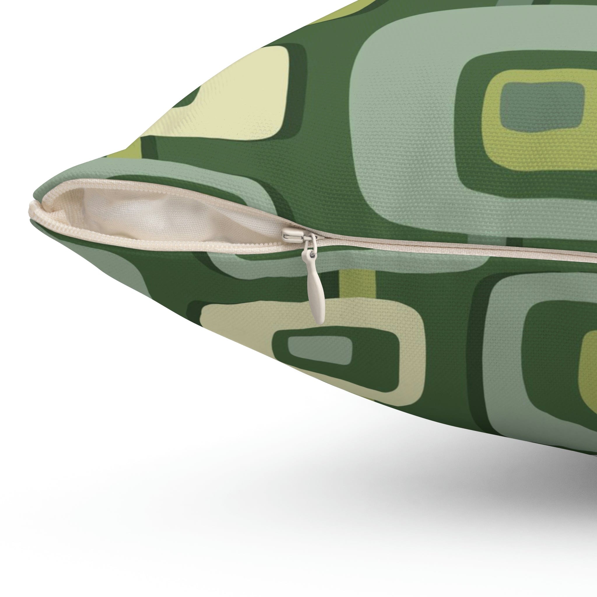 Mid Century Modern, Geometric, Groovy Green, Beige, Abstract, 60s 70s Retro, Mid Mod Pillow Case And Insert Home Decor