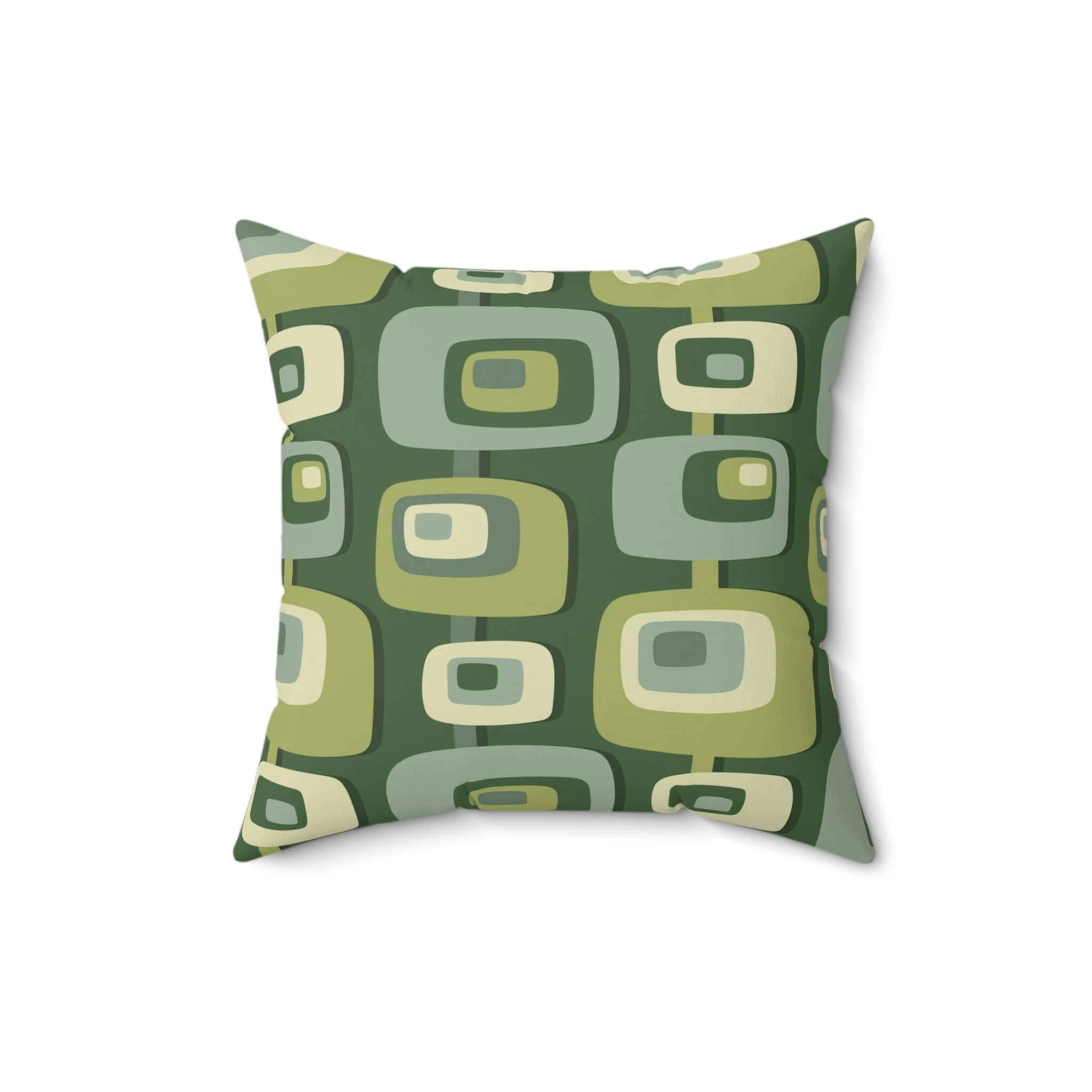 Mid Century Modern, Geometric, Groovy Green, Beige, Abstract, 60s 70s Retro, Mid Mod Pillow Case And Insert Home Decor