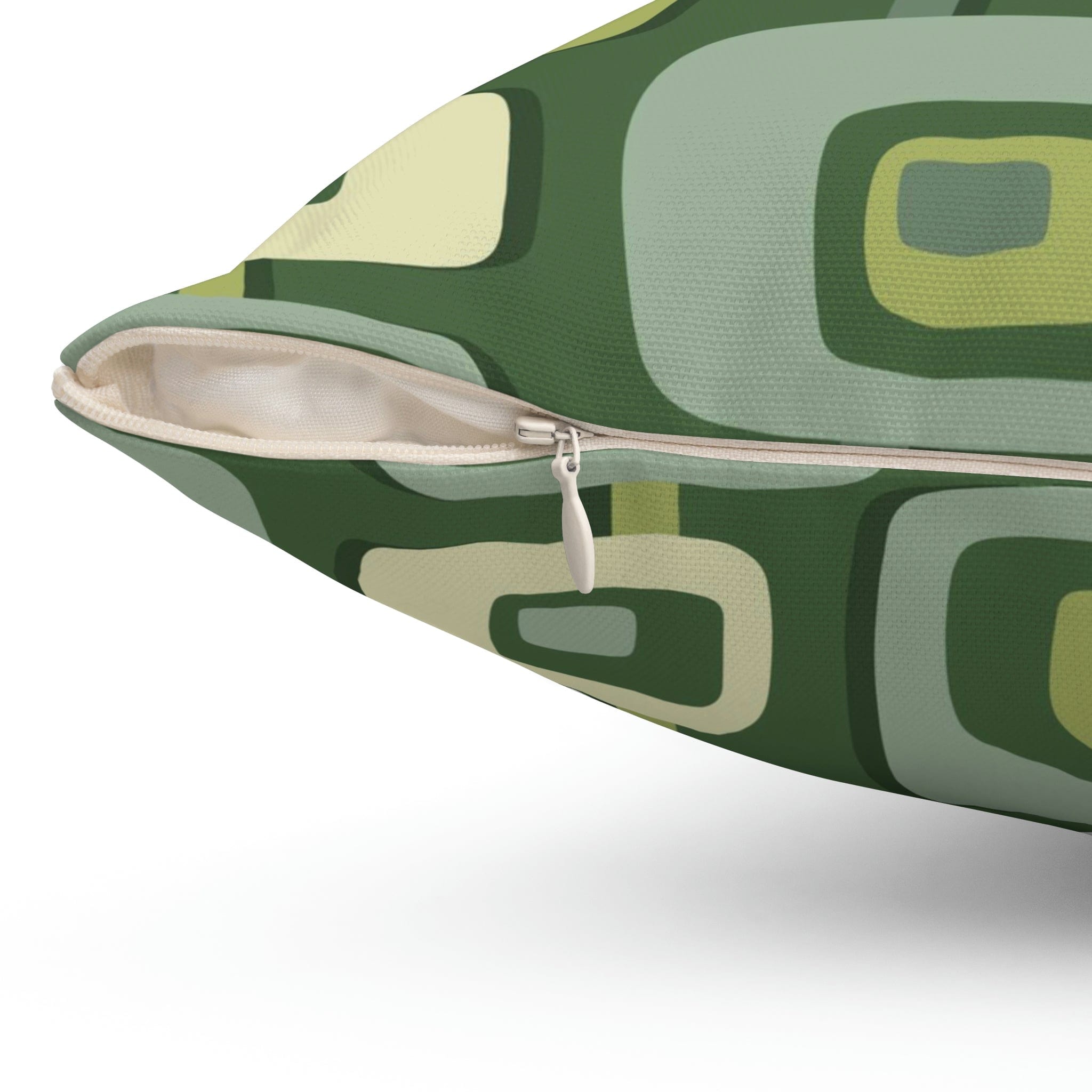 Mid Century Modern, Geometric, Groovy Green, Beige, Abstract, 60s 70s Retro, Mid Mod Pillow Case And Insert Home Decor