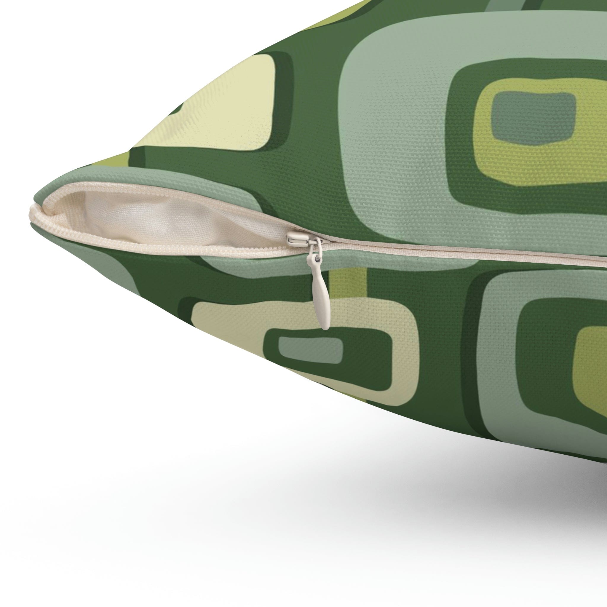 Mid Century Modern, Geometric, Groovy Green, Beige, Abstract, 60s 70s Retro, Mid Mod Pillow Case And Insert Home Decor