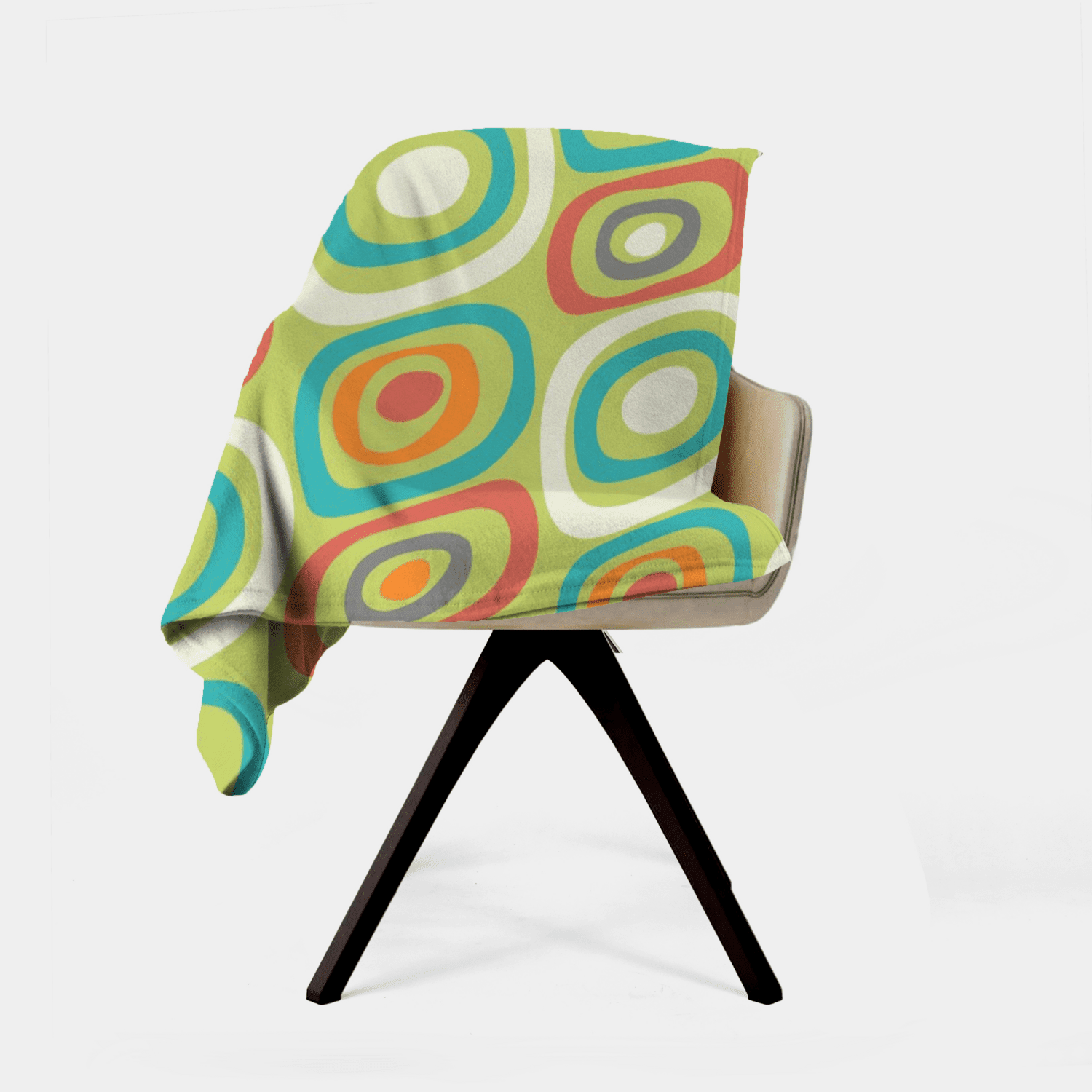 Mid Century Modern, Geometric Mod Green, Orange, Teal, Funky Fun Minky Blanket Blankets